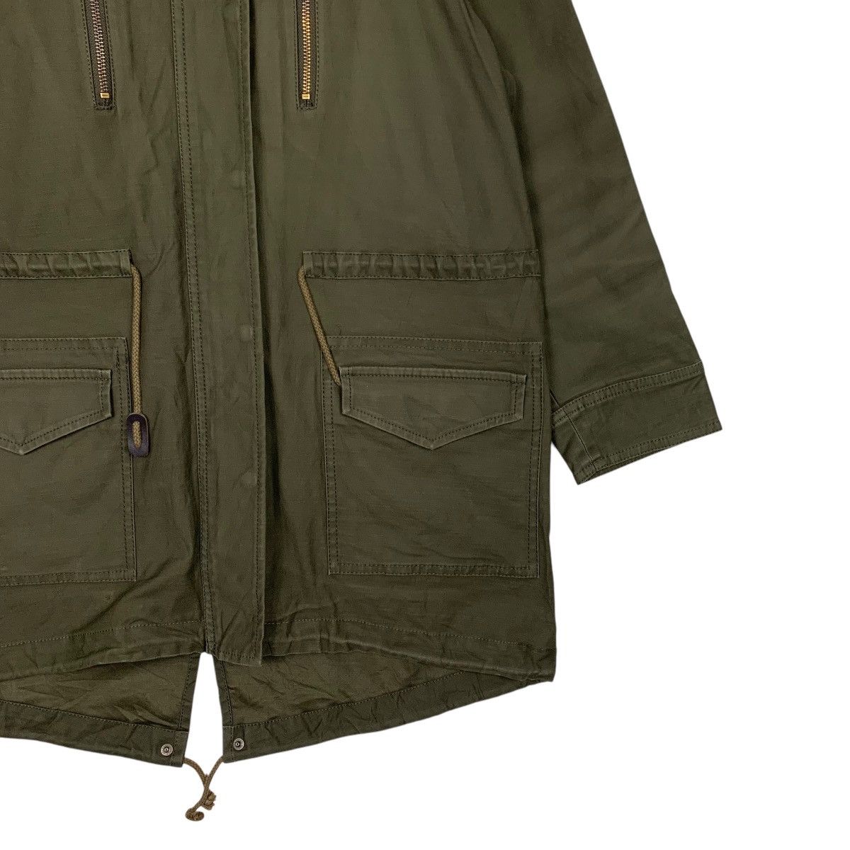 Japanese Brand MJUKA Olive Green Fish Tail Parka Free Size #2461-C110 Size US S / EU 44-46 / 1 - 6 Thumbnail