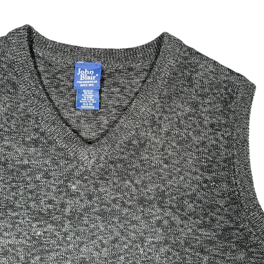 Blair VINTAGE John Blair Sweater Vest Shirt XL Gray Black Wool Blend 90s Mens Size US XL / EU 56 / 4 - 2 Thumbnail