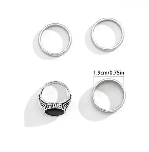 Logo 7 4 pcs/Set Gothic Emo Fashion Ring Size ONE SIZE - 2 Thumbnail