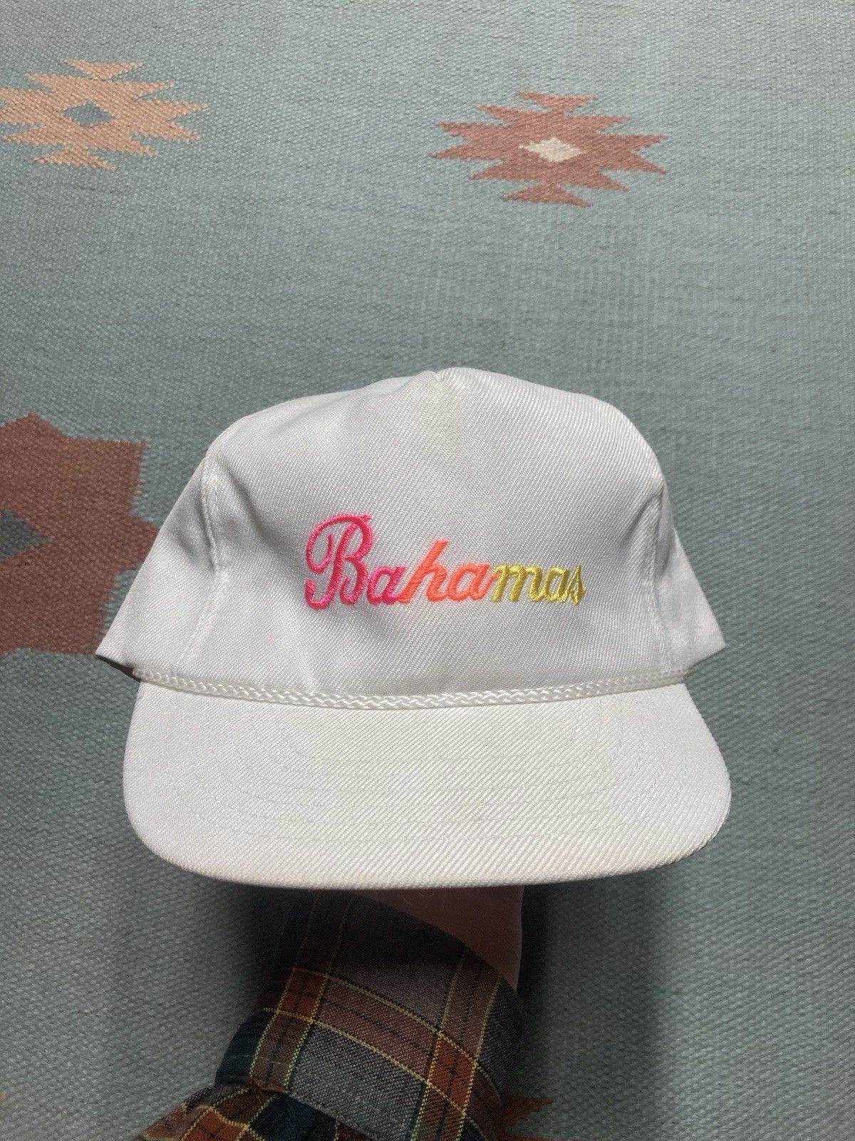 Vintage Vtg Strapback hat Bahamas rainbow embroidered beach island Size ONE SIZE - 2 Thumbnail