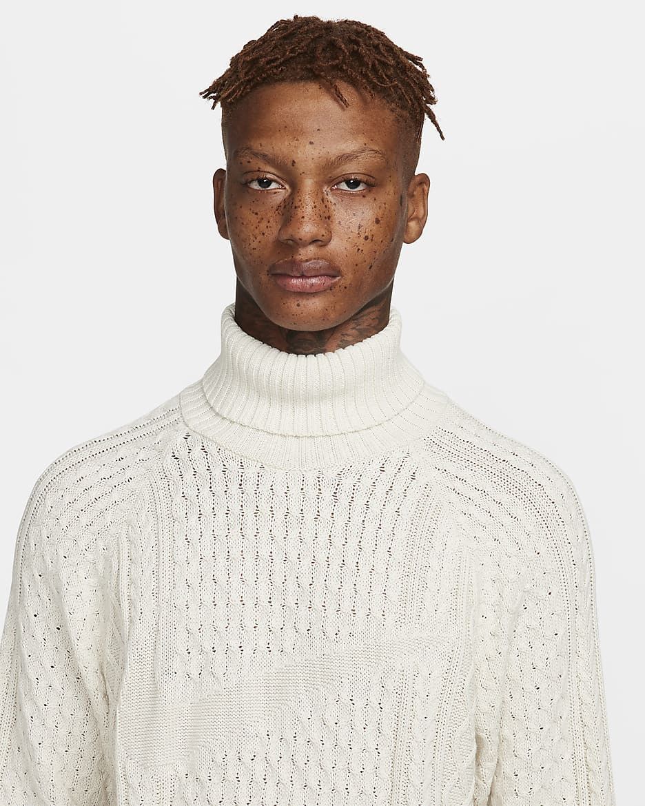 Nike Nike Life Cable Knit Turtleneck Sweater Bone Size US L / EU 52-54 / 3 - 2 Thumbnail