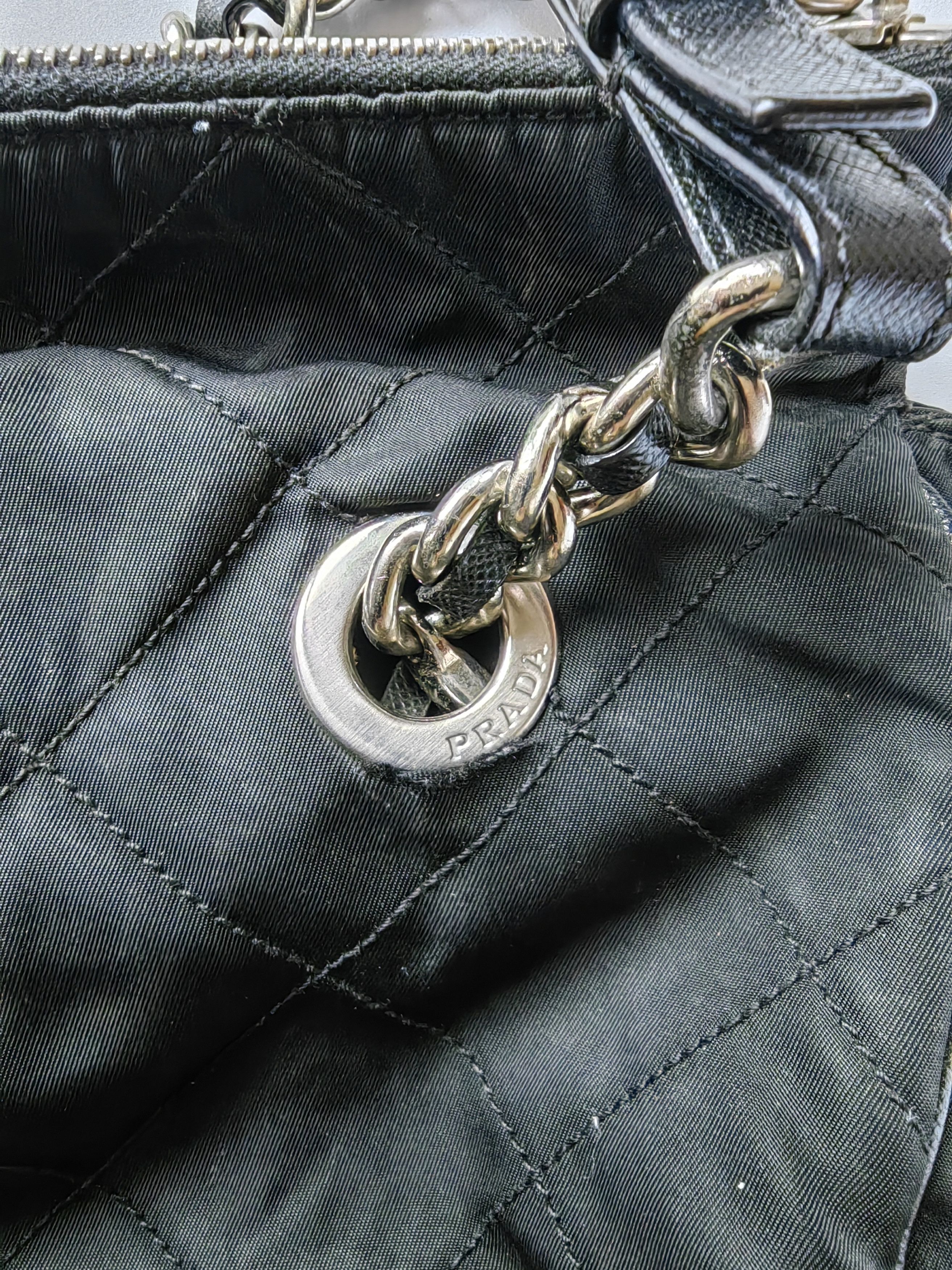 Prada Authentic Prada Shoulder Bag Nylon Chain Side Logo Black Size ONE SIZE - 14 Thumbnail