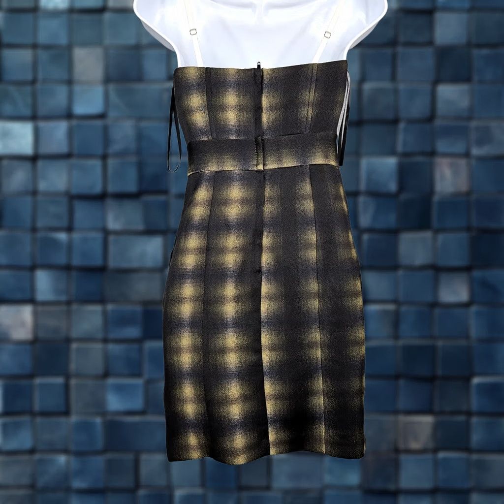 H&M H&M Women's Brown Plaid Off the Shoulder Dress Size 2 New Preppy A-Line Sleeveless Casual Summer Spring Fall Winter Shirt Size XS / US 0-2 / IT 36-38 - 1 Thumbnail