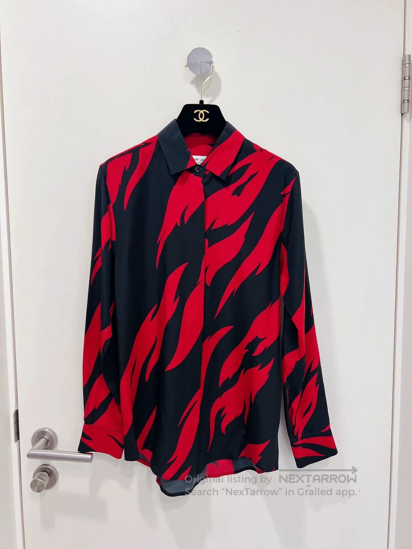 Saint Laurent Paris Saint Laurent Red Black Flame Shirt. Size US M / EU 48-50 / 2 - 1 Thumbnail