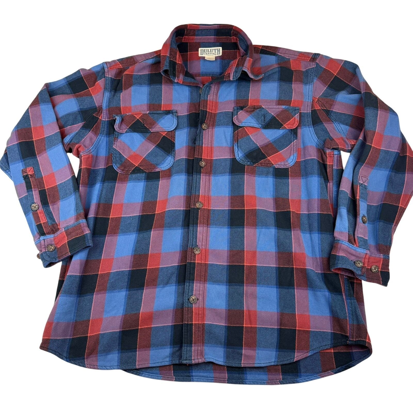 Duluth Trading Company Duluth Trading Co Flannel Shirt Large Blue Red Plaid Size US L / EU 52-54 / 3 - 1 Thumbnail