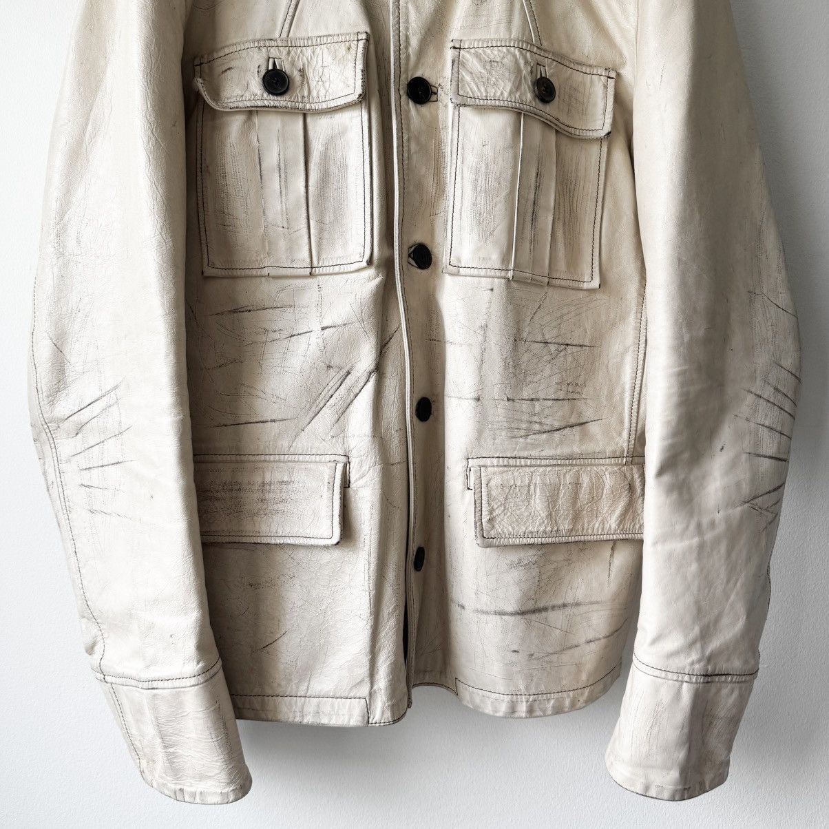 Yves Saint Laurent YSL Rive Gauche Tom Ford SS2002 M65 Military Leather Jacket Size US L / EU 52-54 / 3 - 4 Thumbnail