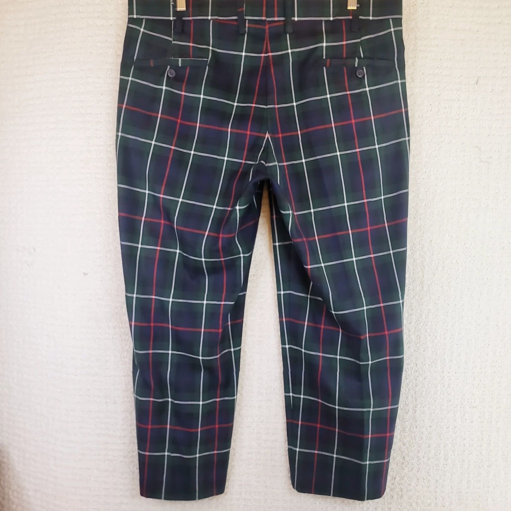 Etro Murray Golf Pants by Broadsword Mens Multicolor Retro Plaid 40x27 Golf Pants Slit Pocket Straight Rise High Front Flat Front Regular Mens Size US 40 / EU 56 - 7 Thumbnail
