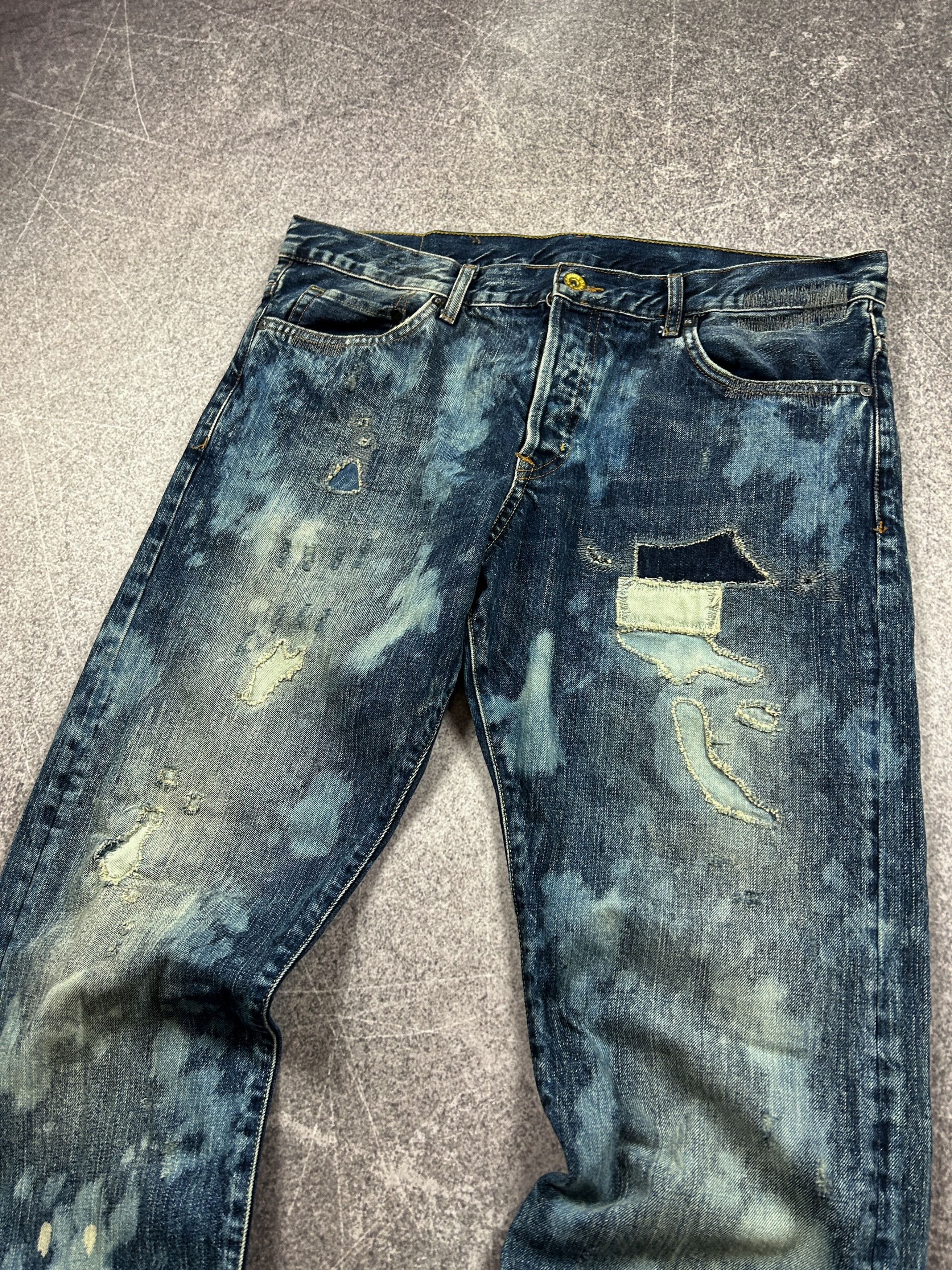Japanese Brand VTG Distressed Denim Jeans Paint Splatter Fade Y2K Grunge Size US 34 / EU 50 - 3 Thumbnail