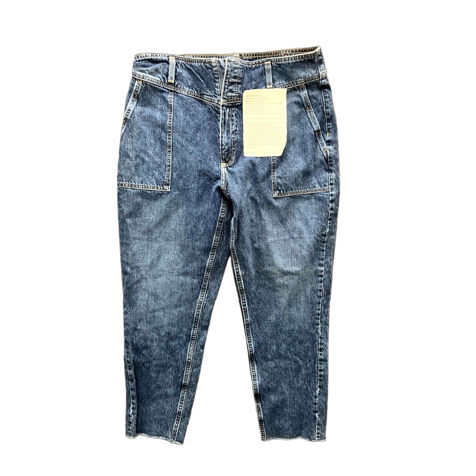 Vintage Juniors Women's Carpenter Jeans Size 13 Blue Denim Stretch 4-Pocket High Rise Cropped Jeans Womens Size 34" / US 12 / IT 48 - 1 Thumbnail