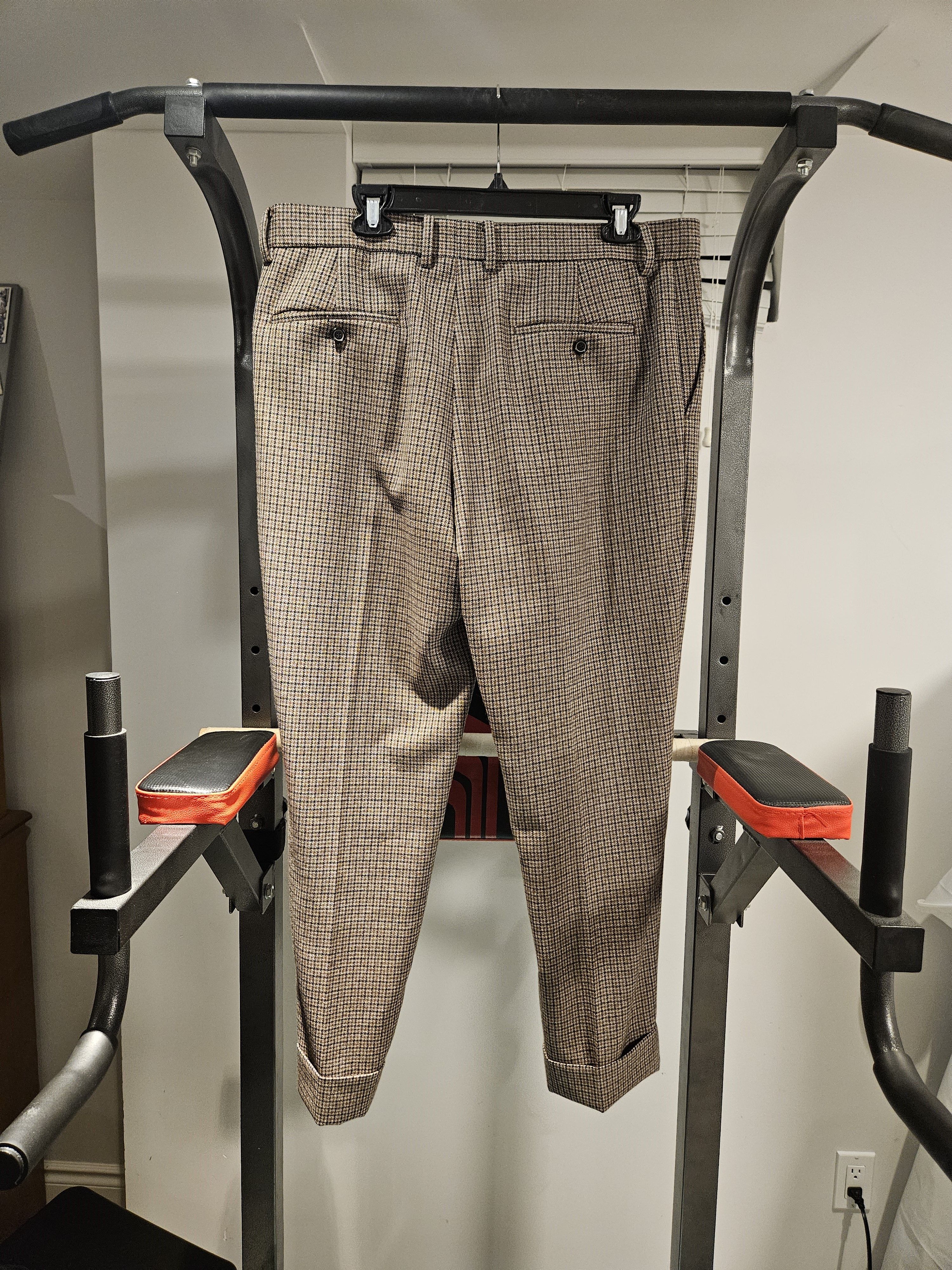 Solid Homme (FINAL SALE) Solid Homme Beige Check Cuffed Hem Pants Sz 52 Size US 36 / EU 52 - 2 Thumbnail