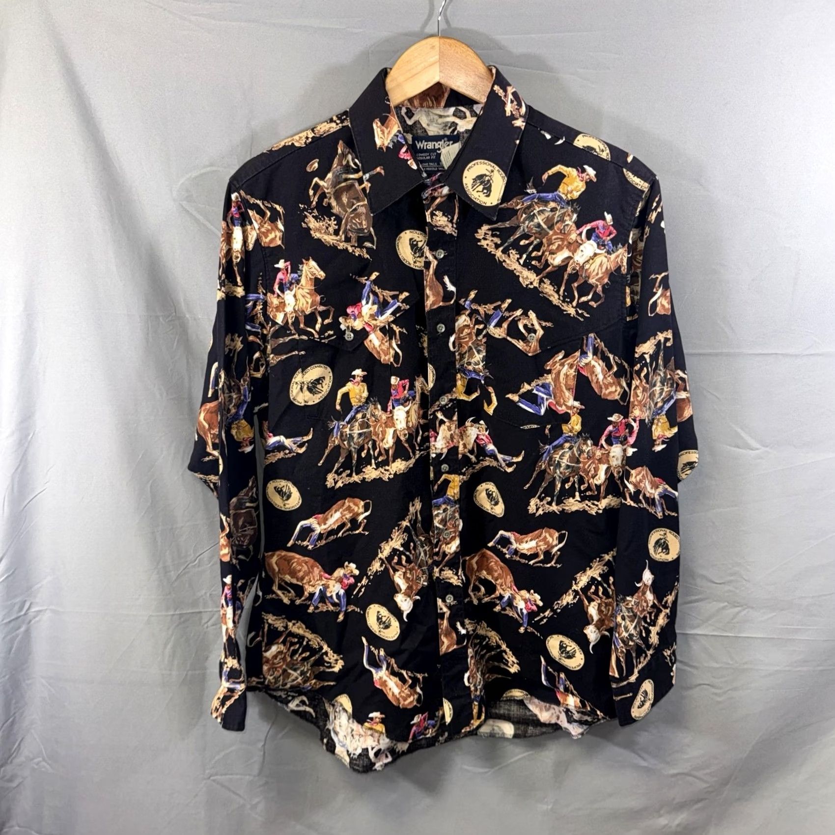 Wrangler Wrangler Shirt Mens L Black Cowboy Cut Rodeo PRCA Western Long Sleeve Button-Up With Pockets Size US L / EU 52-54 / 3 - 2 Thumbnail