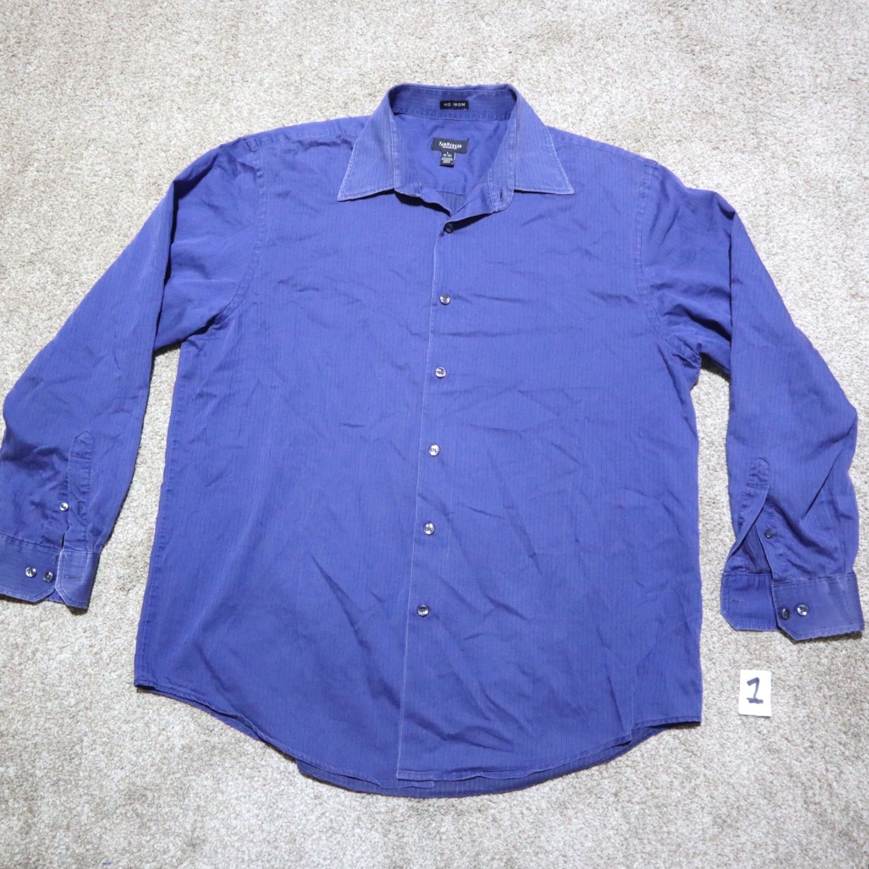 Van Heusen Van Heusen Shirt Button-Up Long Sleeve Mens Size L Color Multicolor 18.5 Slimming Classic Casual Size 42R - 2 Thumbnail