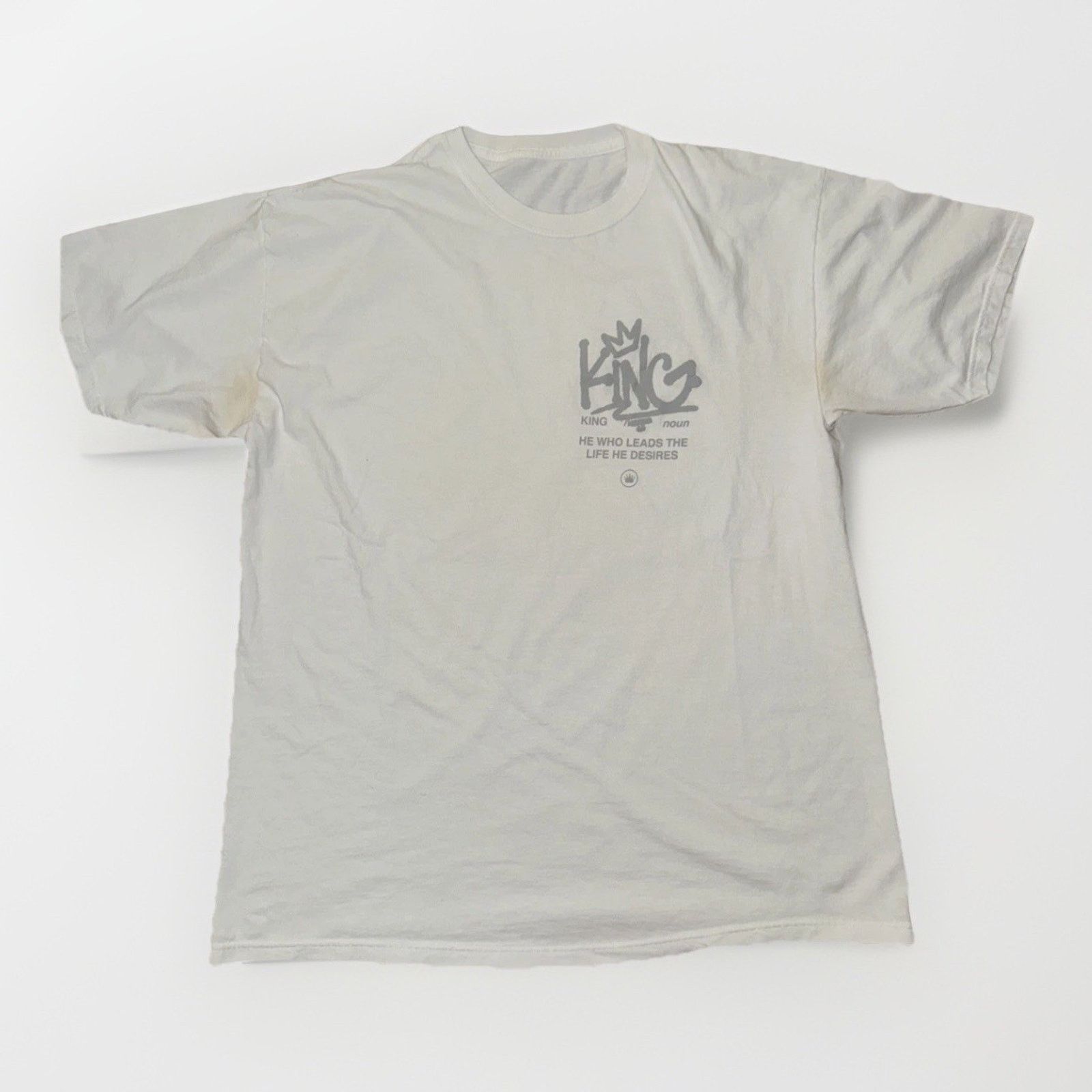 Band Tees × Vintage King Streetwear Crown Logo Graphic T-Shirt White XL 21x29 Size US XL / EU 56 / 4 - 3 Thumbnail