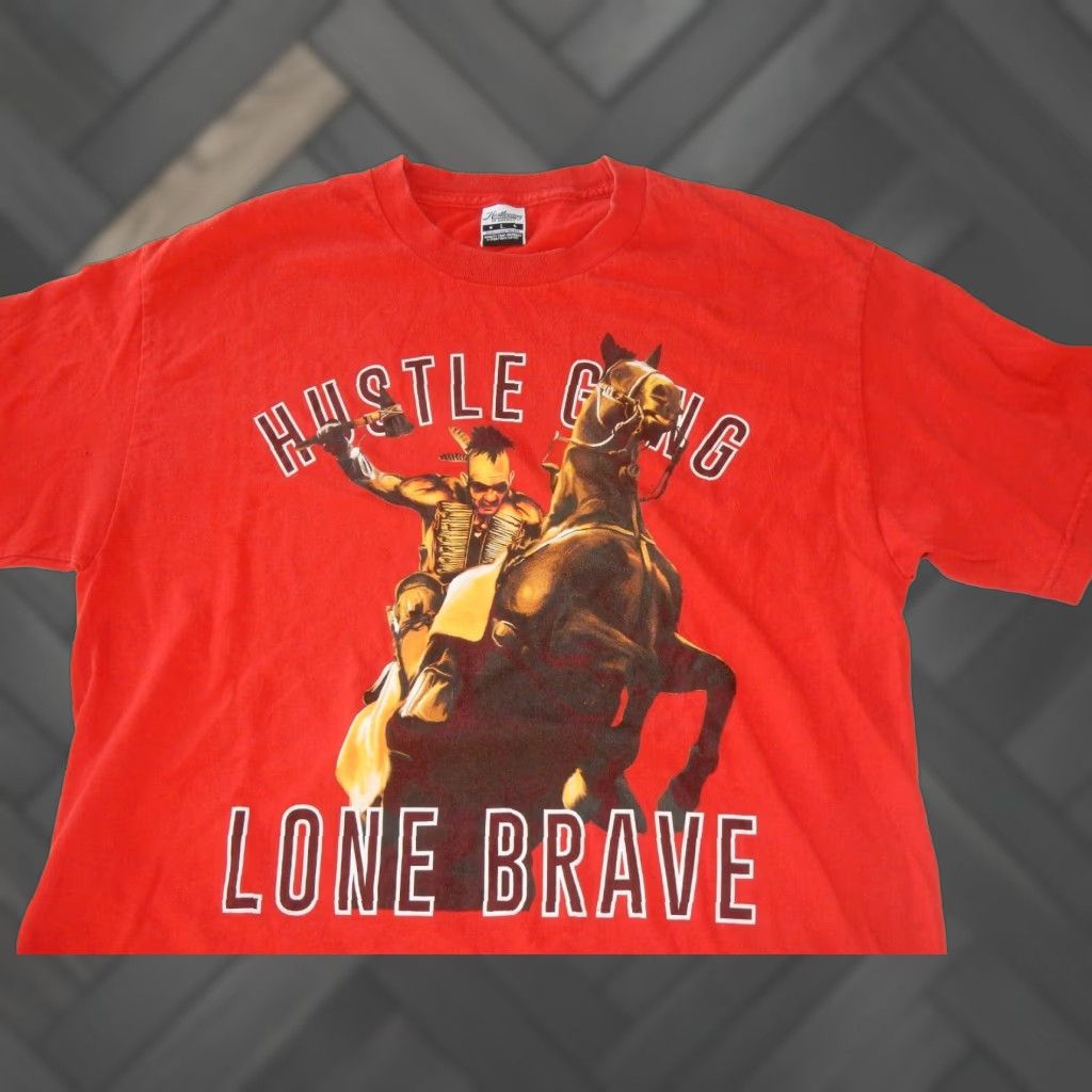 Vintage HUSTLE GANG Men's T-Shirt Large Red Short Sleeve Cotton Size US L / EU 52-54 / 3 - 1 Thumbnail