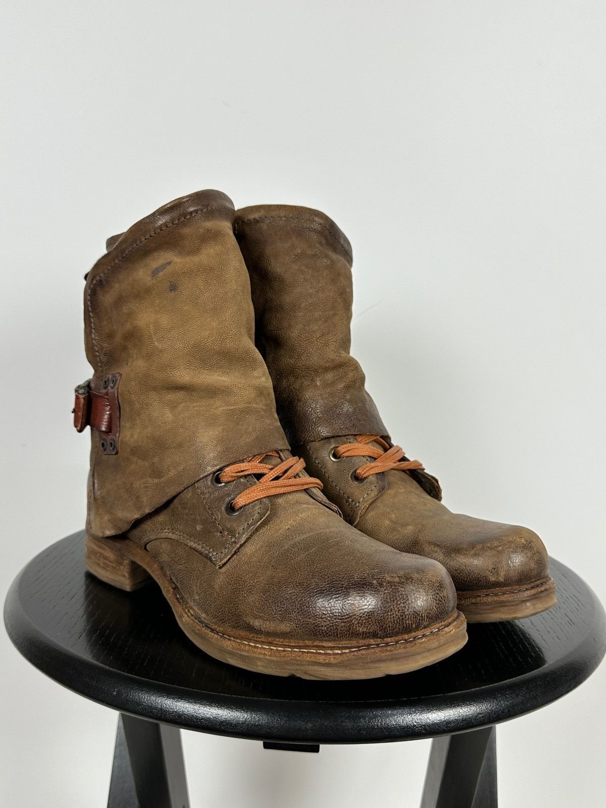 A.S.98 A.S.98. Airstep Brown Leather Biker Ankle Boots Size US 7 / IT 37 - 9 Thumbnail