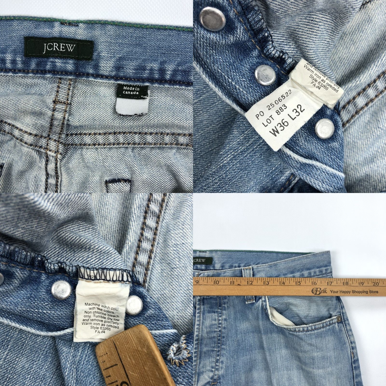 J.Crew J.CREW Jeans Denim Straight Button Fly 34x30 Blue Vintage 5-Pocket Cotton Men Regular Mid Rise Gray? Size US 36 / EU 52 - 8 Thumbnail