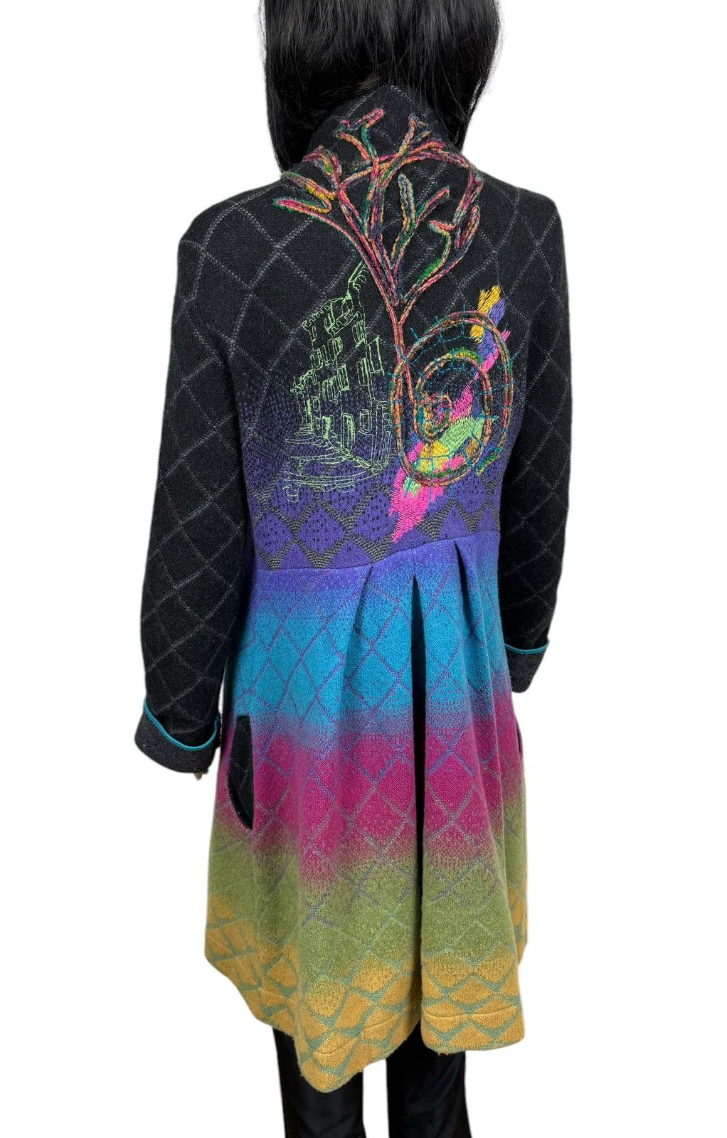 Designer Ivko Woman Wool Knit Coat Multicolor Embroidered size M Size M / US 6-8 / IT 42-44 - 11 Thumbnail
