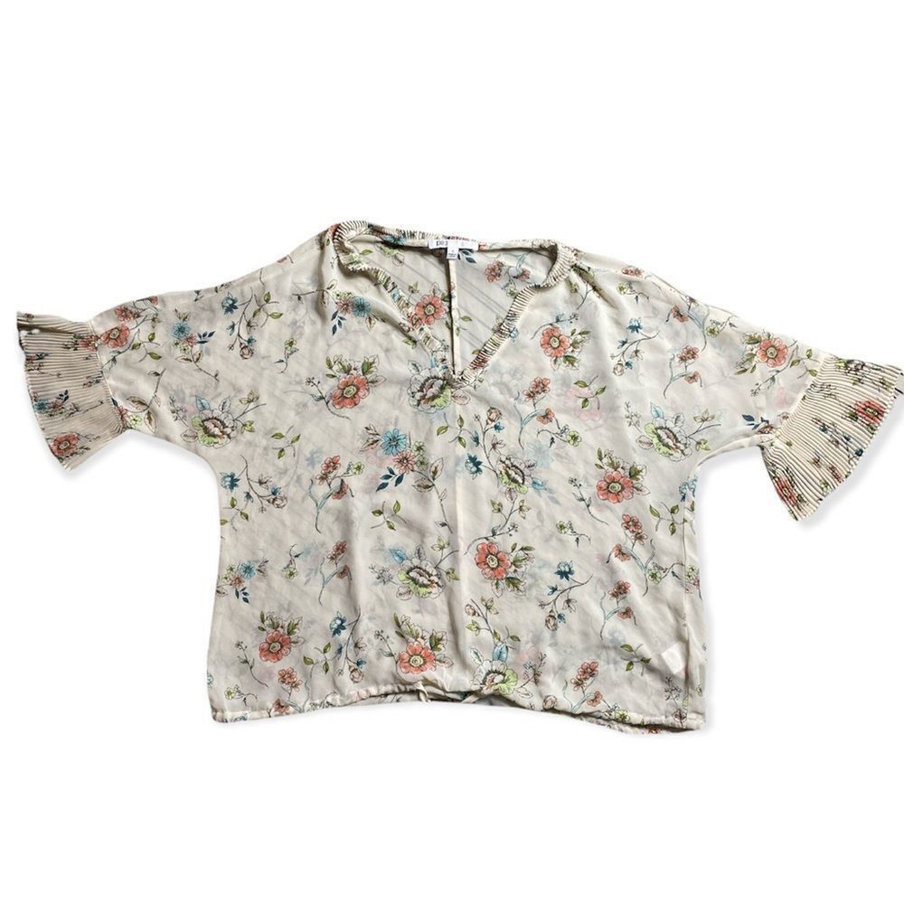 Other DR2 Semi-Sheer Floral Boho Blouse | Size S | Ruffled Necklin Size S / US 4 / IT 40 - 5 Thumbnail