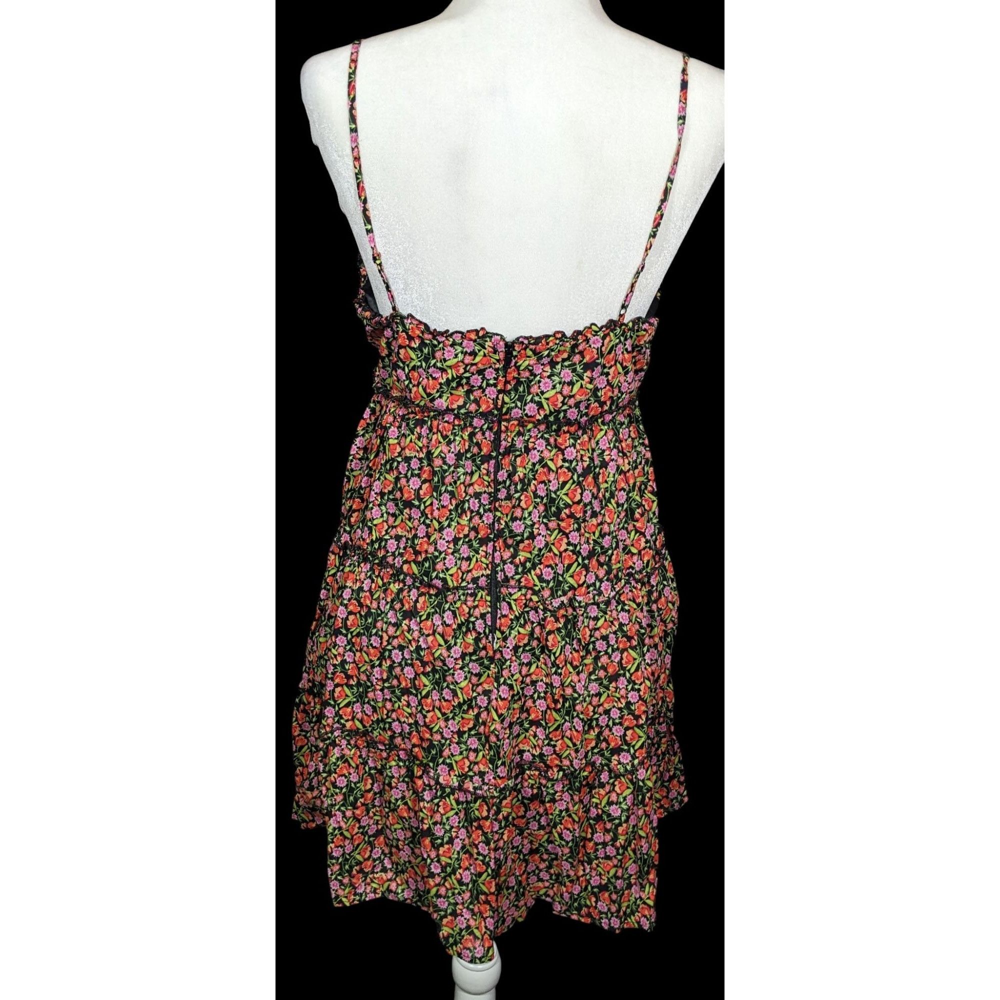 Other B. Darlin Tiered Floral Black and Pink Dress Size XL / US 12-14 / IT 48-50 - 2 Thumbnail