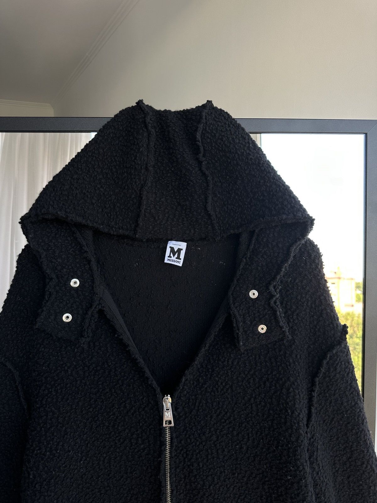 Missoni M MISSONI Lightweight Wool Funnel Neck Bouclé Sherpa Jacket Size US L / EU 52-54 / 3 - 3 Thumbnail