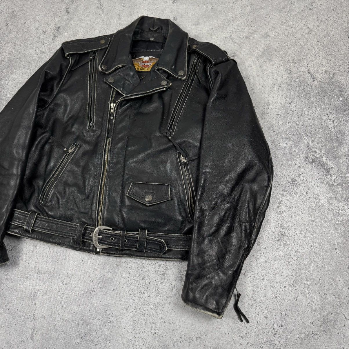 Harley Davidson × Vintage Harley Davidson Vintage Motorcycle Biker Leather Jacket Size US XL / EU 56 / 4 - 3 Thumbnail