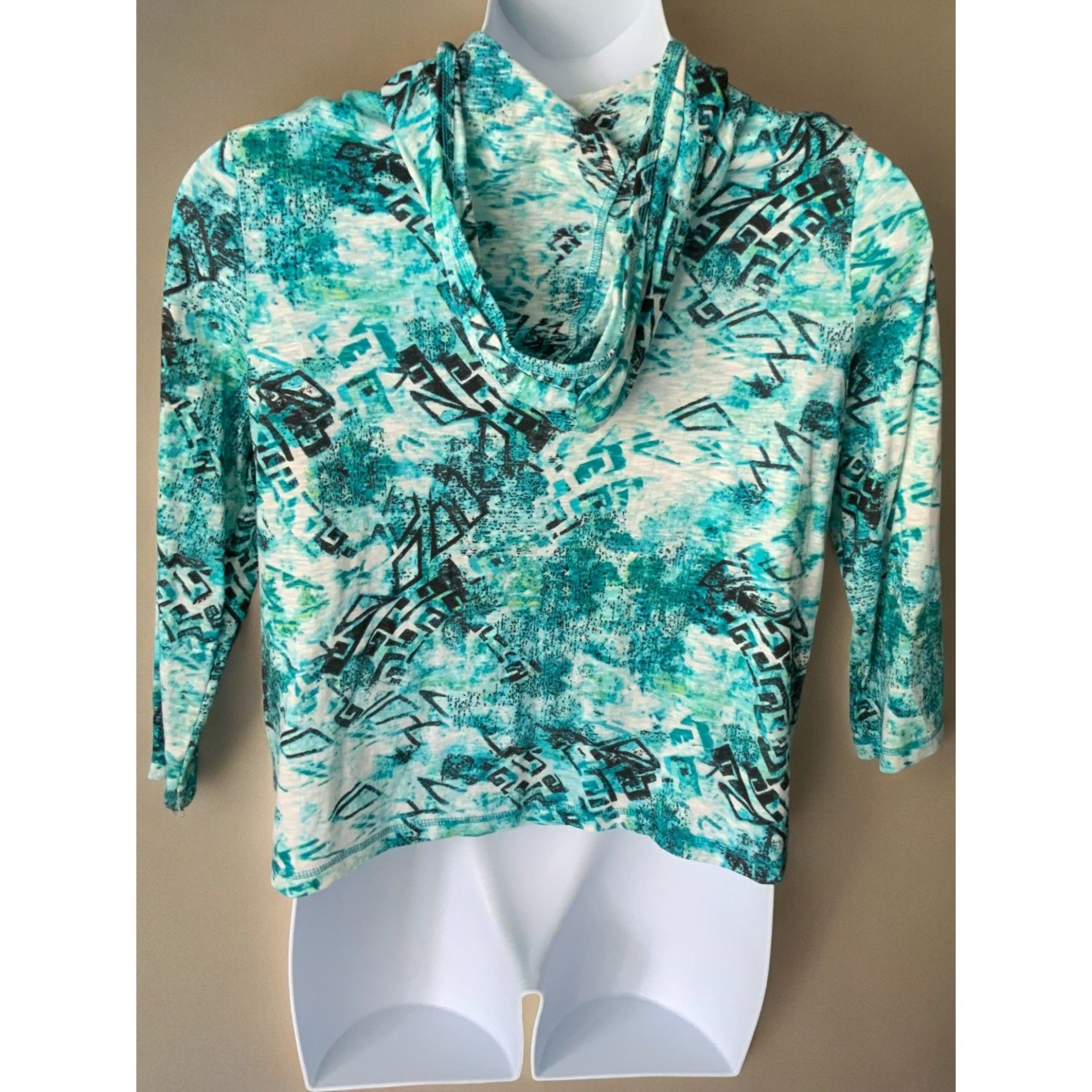 Chicos Chicos Womens Turquoise Lightweight Hooded Jacket Large Size L / US 10 / IT 46 - 6 Thumbnail