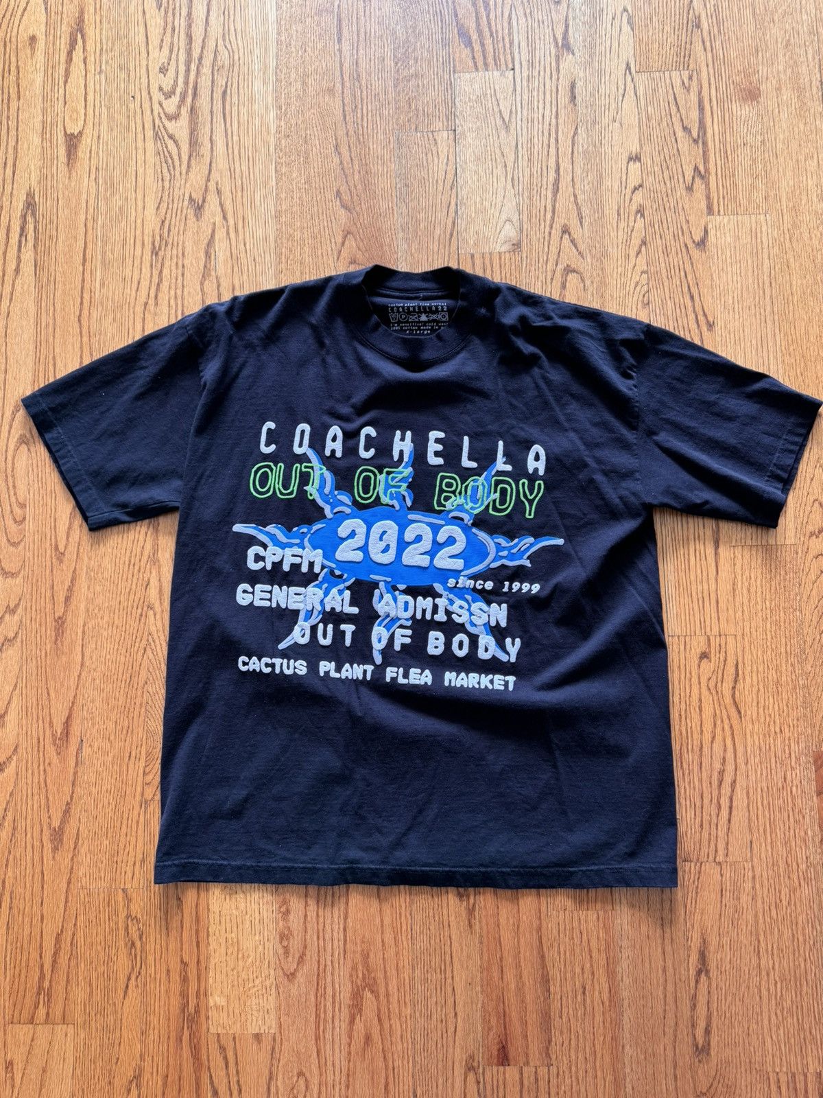 image of Cactus Plant Flea Market Blue Coachella T Shirt in Black Blue, Men's (Size XL)