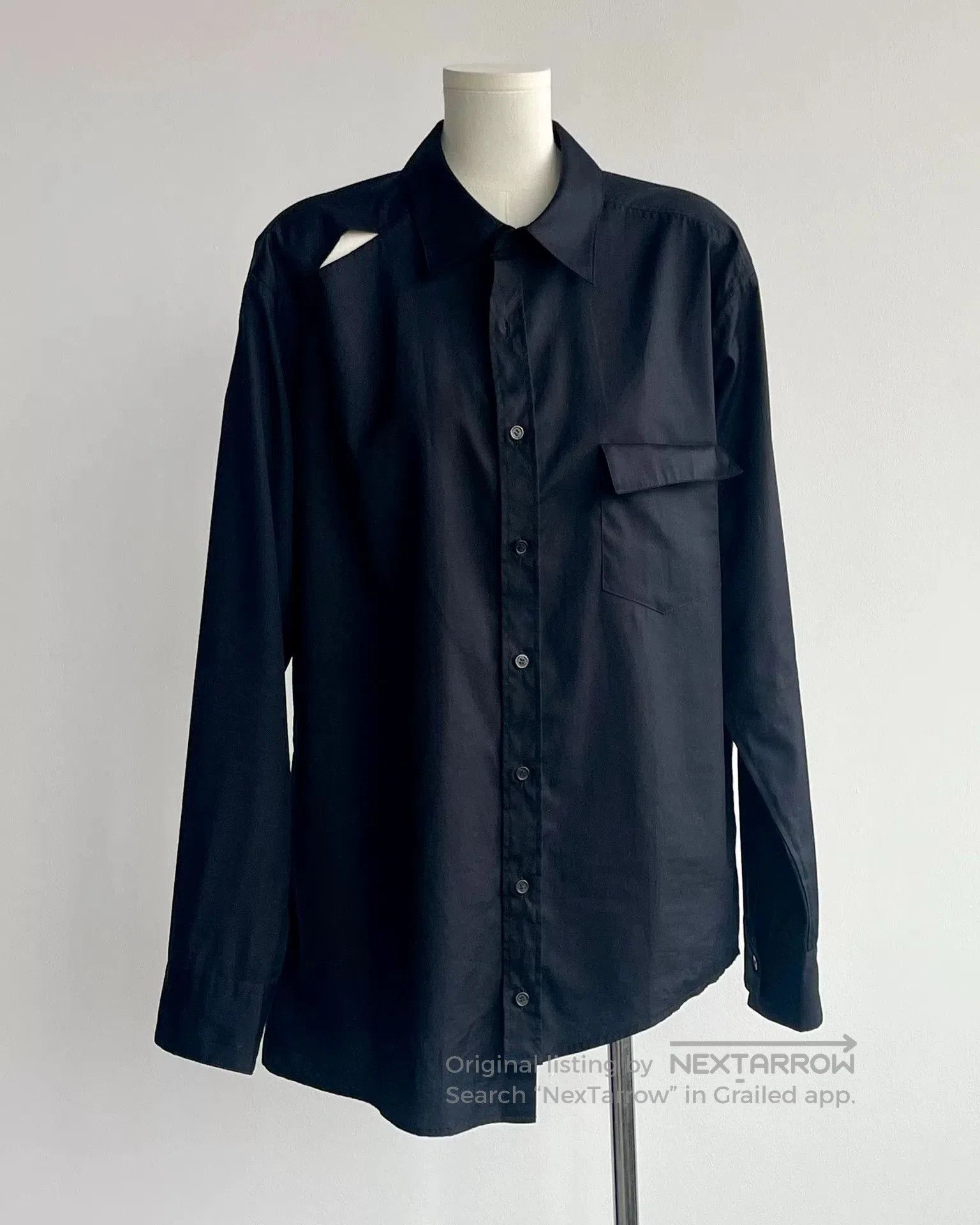 Sulvam Stylish Black Irregular Cut Shirt. Size US M / EU 48-50 / 2 - 1 Thumbnail