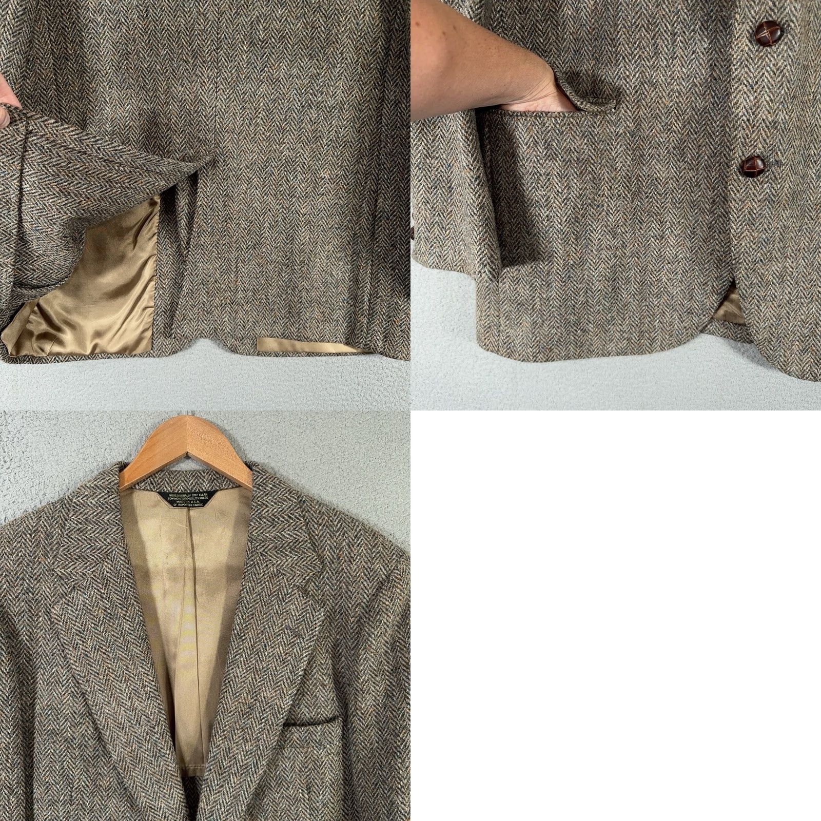 Harris Tweed VINTAGE Harris Tweed Blazer Sport Coat Wool 44 Long Herringbone USA Mens Long Coat 3-Button Notch Lapel Brown Size 44R - 10 Thumbnail