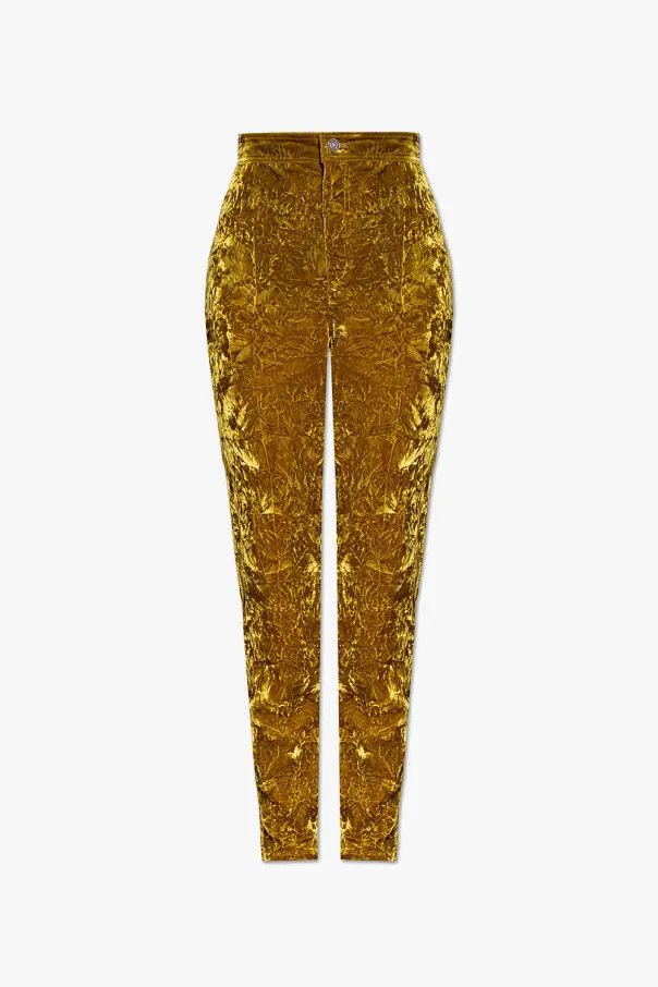 Saint Laurent Paris o1s1wg110924 Leggings in Velvet in Gold Size 28" / US 6 / IT 42 - 1 Thumbnail