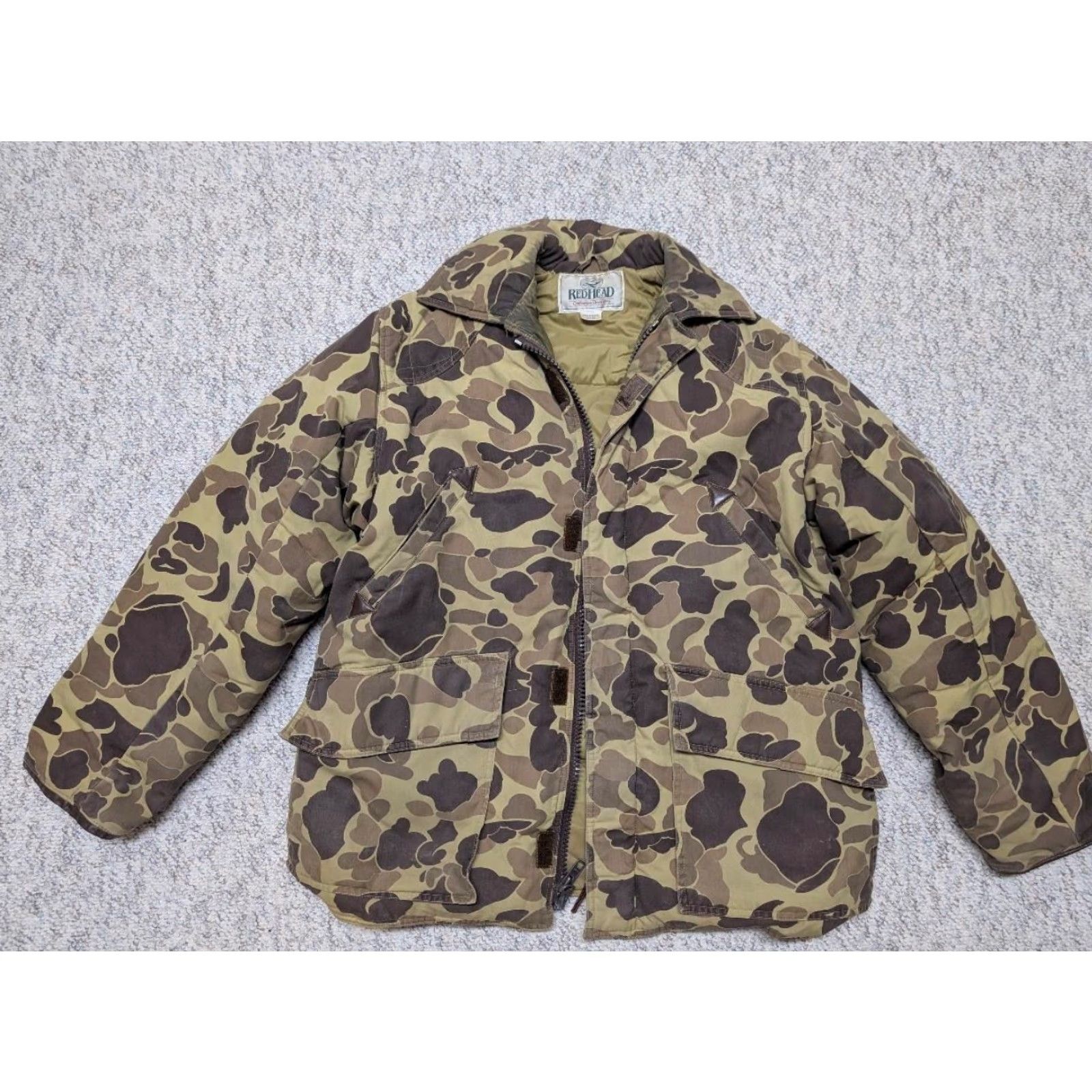 Vintage VINTAGE goose down CAMOUFLAGE PARKA jacket M MEN Brown Down insulation Cotton blend Zip 42-44 Frogskin Goose Down Parka Size US M / EU 48-50 / 2 - 2 Thumbnail