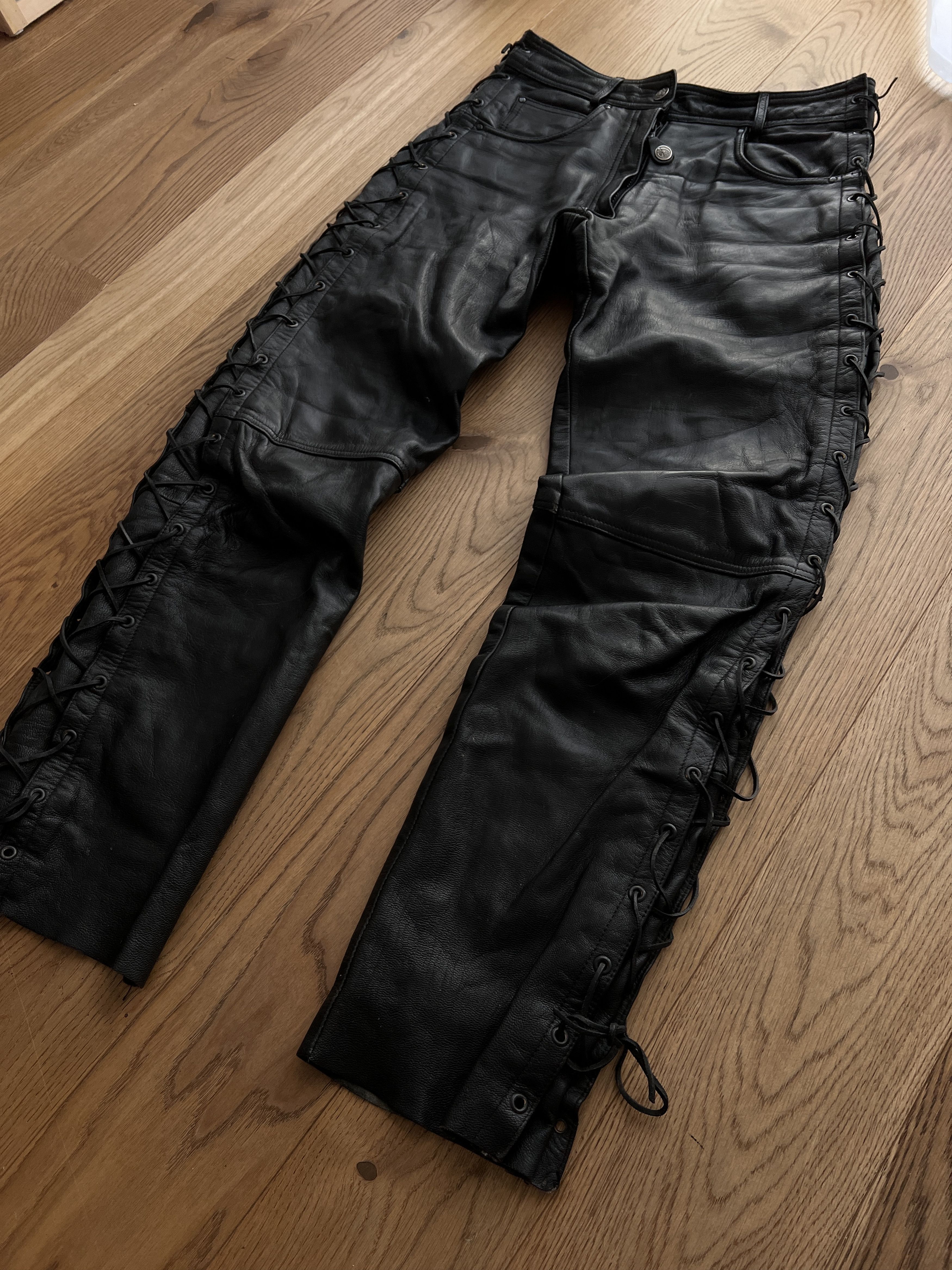 パンツ Ifsixwasnine leather custom laceup pants IfSixWasNine 1of1 Lace-Up Pants with Crocodile Leather