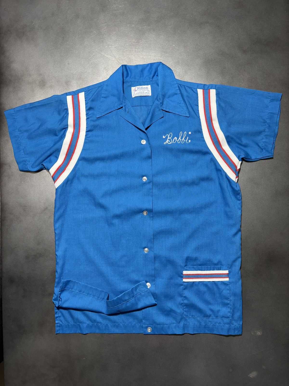 Vintage 1960s Chain Stitched Bowling Shirt Hilton USA Vintage Summer Size US S / EU 44-46 / 1 - 1 Thumbnail