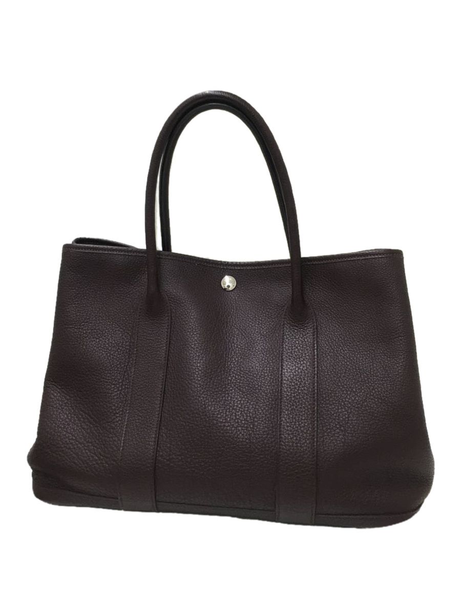 image of Hermes Garden Party Pm Negonda Leather Handbag in Brown, Women's