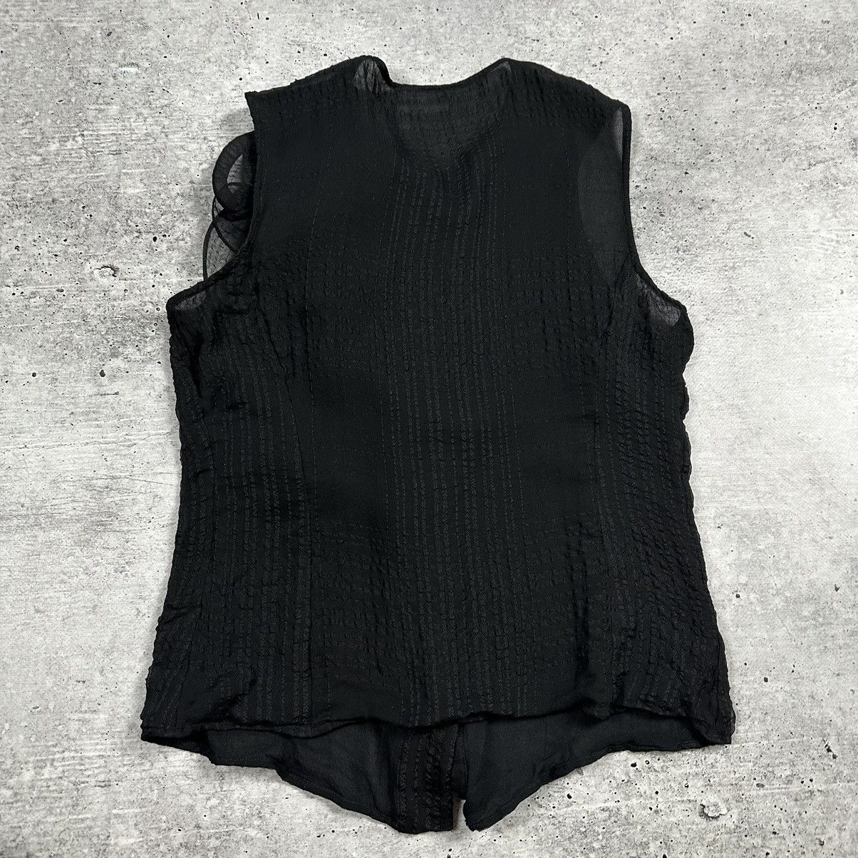 Emporio Armani Emporio Armani Black Sheer Crepe Sleeveless Bow Top Silk Size XS / US 0-2 / IT 36-38 - 8 Thumbnail