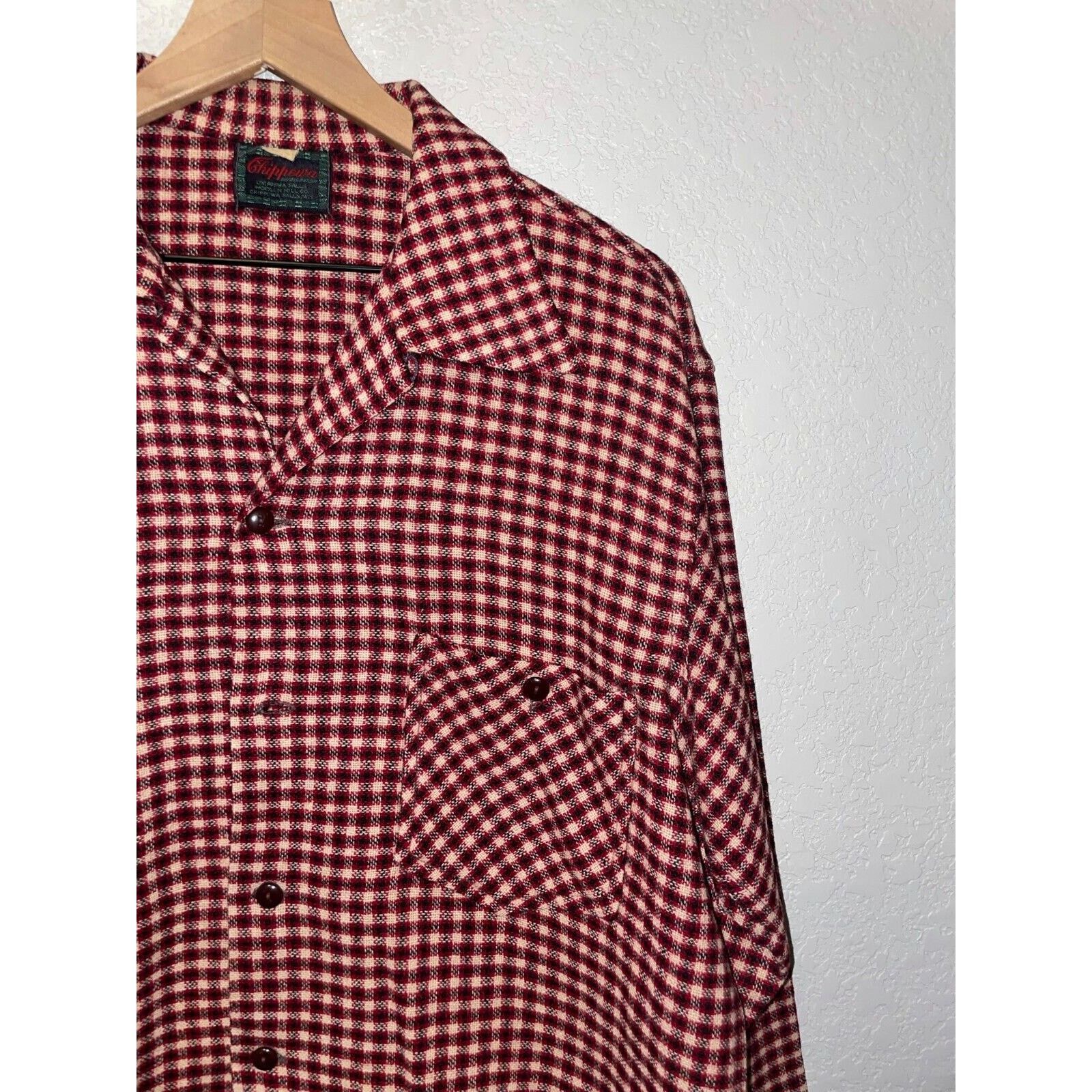 Chippewa 1960s Vintage Chippewa Wool Red Button Down Looped Shirt 60s Size US XL / EU 56 / 4 - 2 Thumbnail