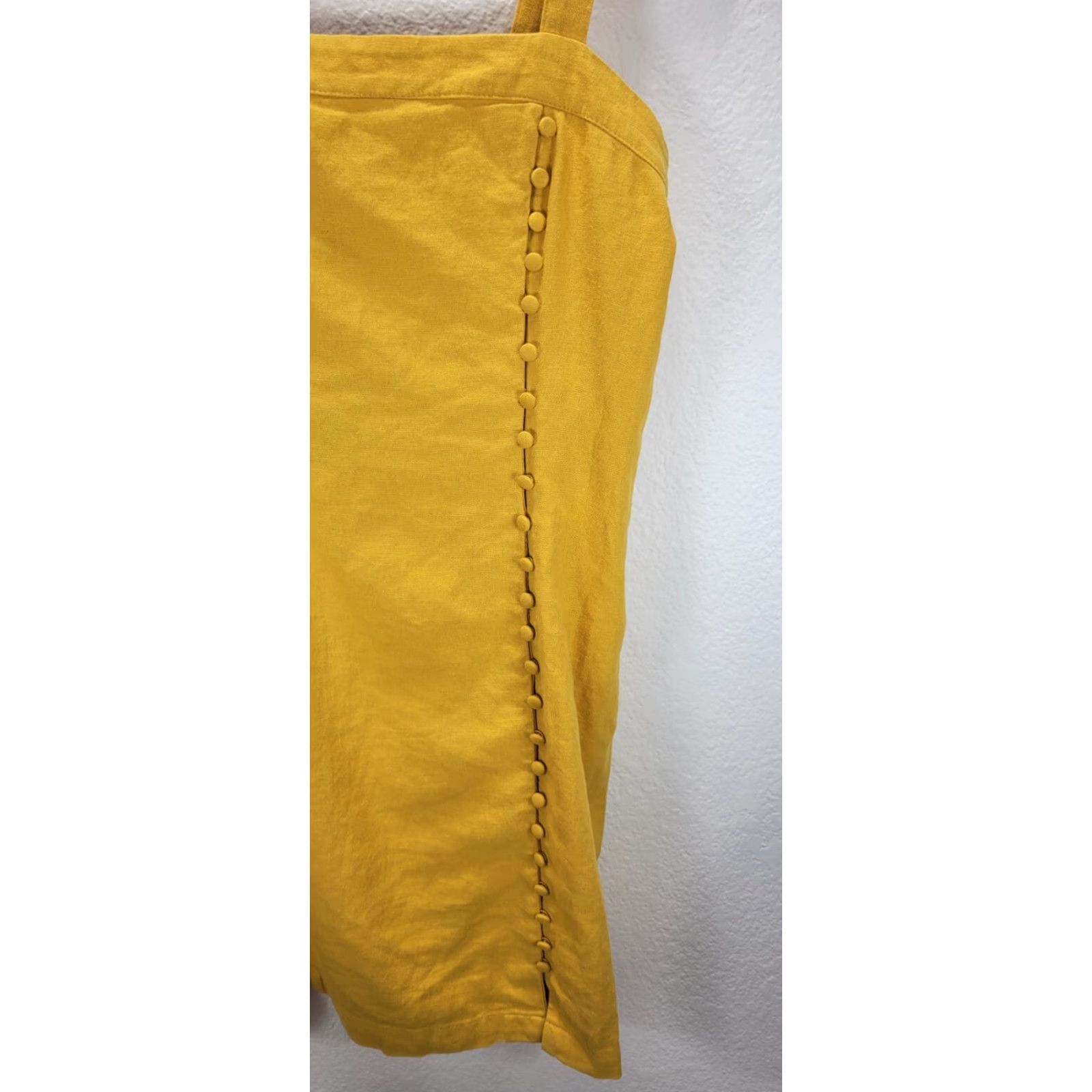 Forever 21 FOREVER 21 Sunny Spot Mustard Mini Dress Linen Rayon Sleeveless Button Front Zip M NWT Womens Sundress Size M / US 6-8 / IT 42-44 - 4 Thumbnail