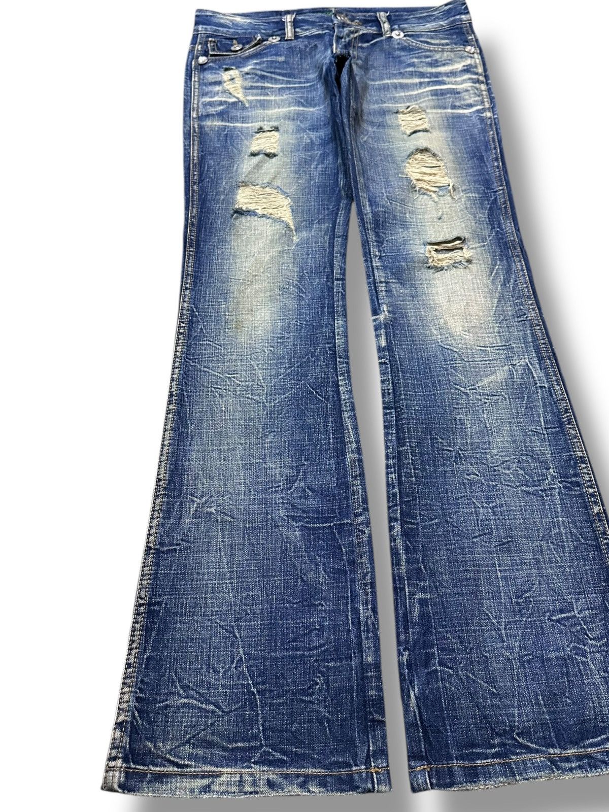 Junya Watanabe Vintage Vence Flare Mudwash Honeycomb Distressed Denim Size US 31 - 3 Thumbnail