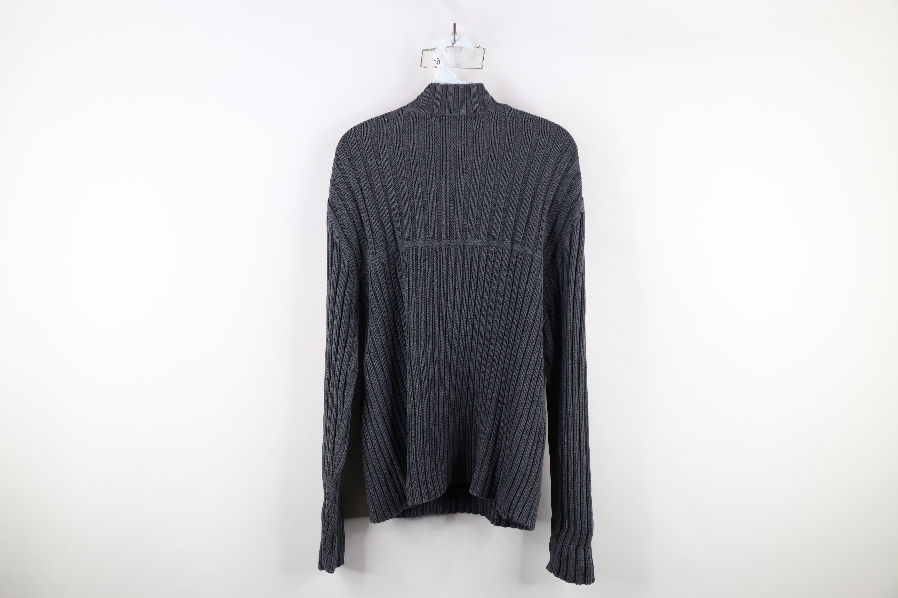 Vintage Vintage 90s Streetwear Ribbed Knit Mock Neck Sweater Gray Size US M / EU 48-50 / 2 - 10 Thumbnail