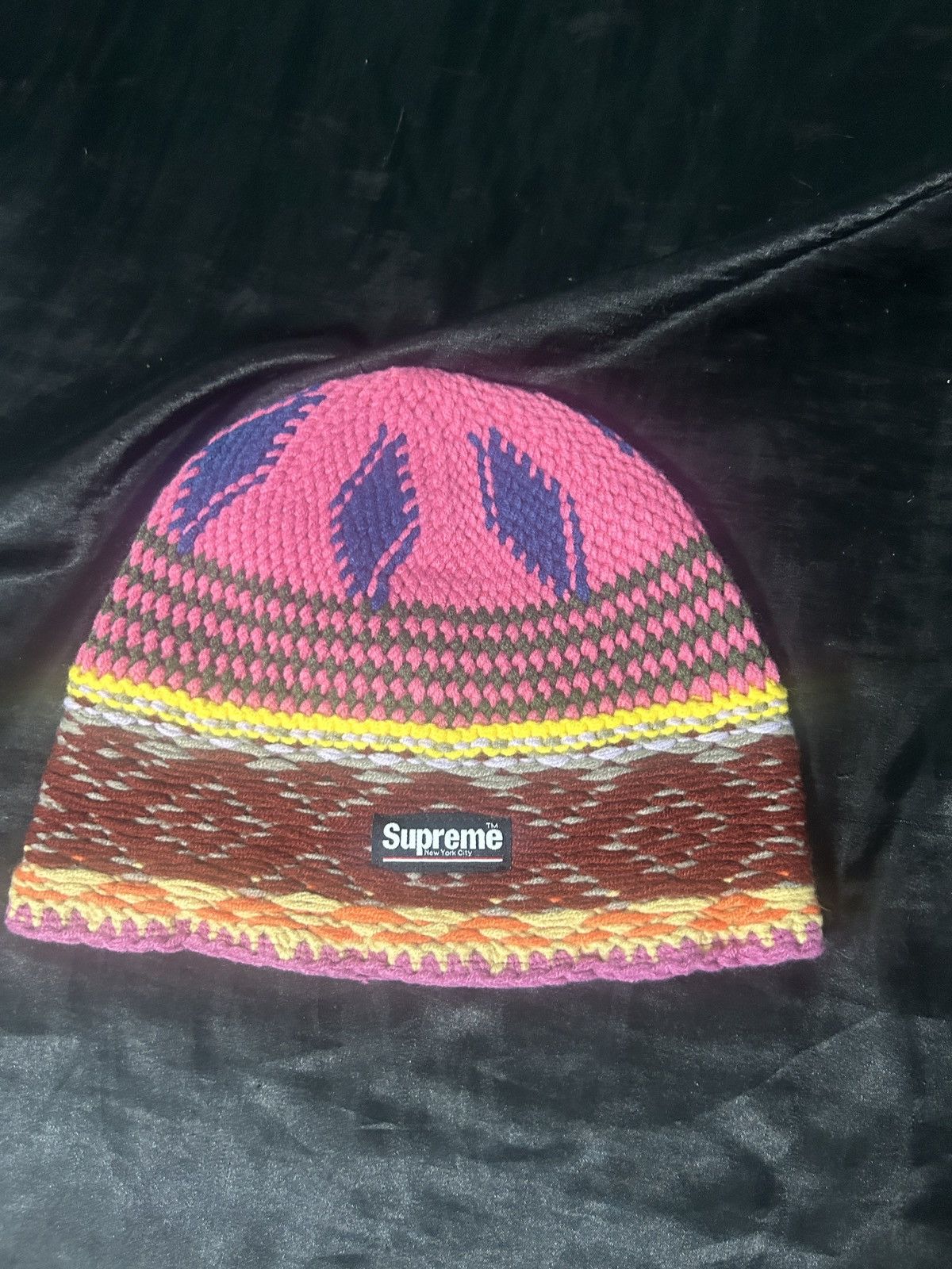 Supreme Supreme Diamond beanie pink multi | Grailed