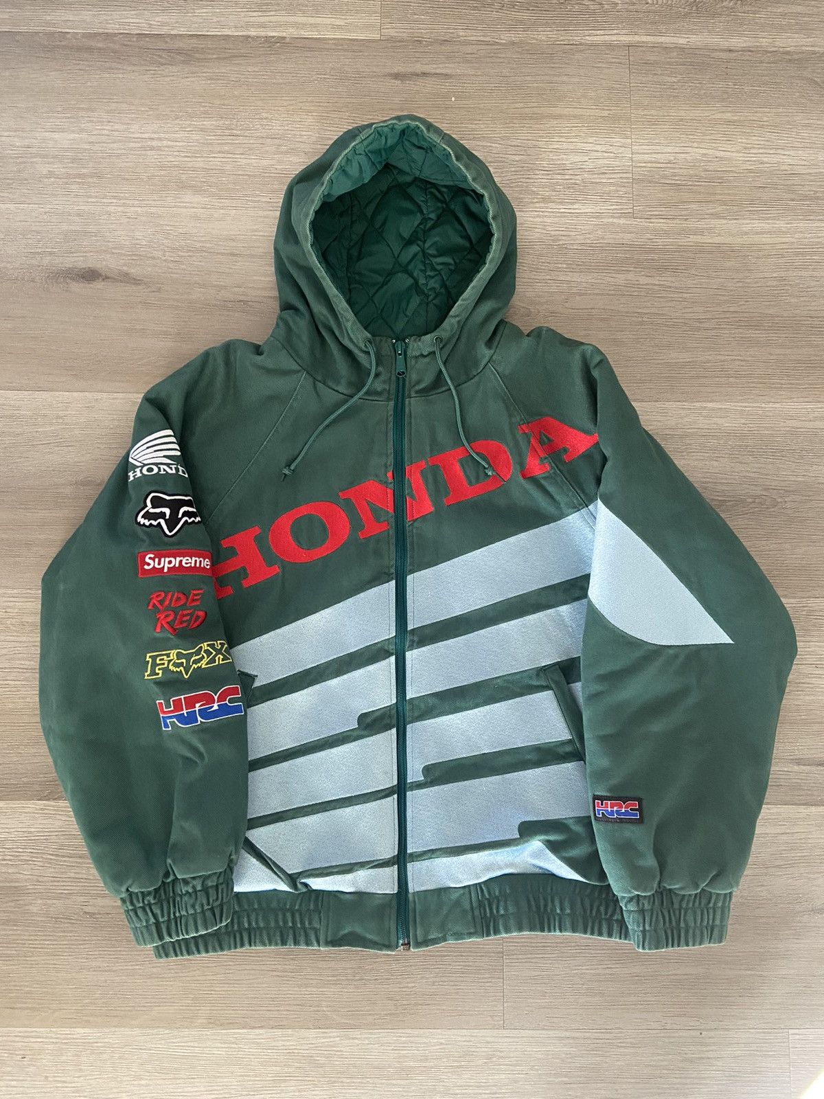 Supreme Supreme Honda Fox Racing Puffy Zip Up Jacket FW19 Green 