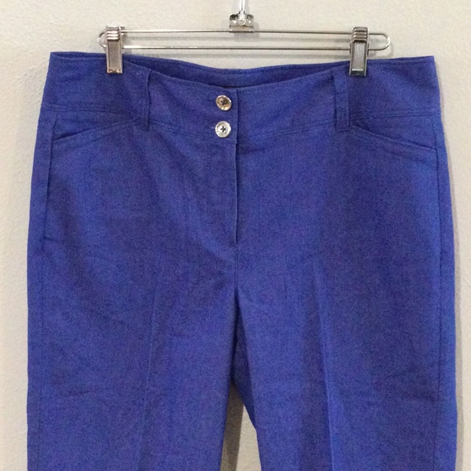 Other Larry Levine Blue Cropped Rolled Cuff Capri Pant Size 8 Size 30" / US 8 / IT 44 - 2 Thumbnail