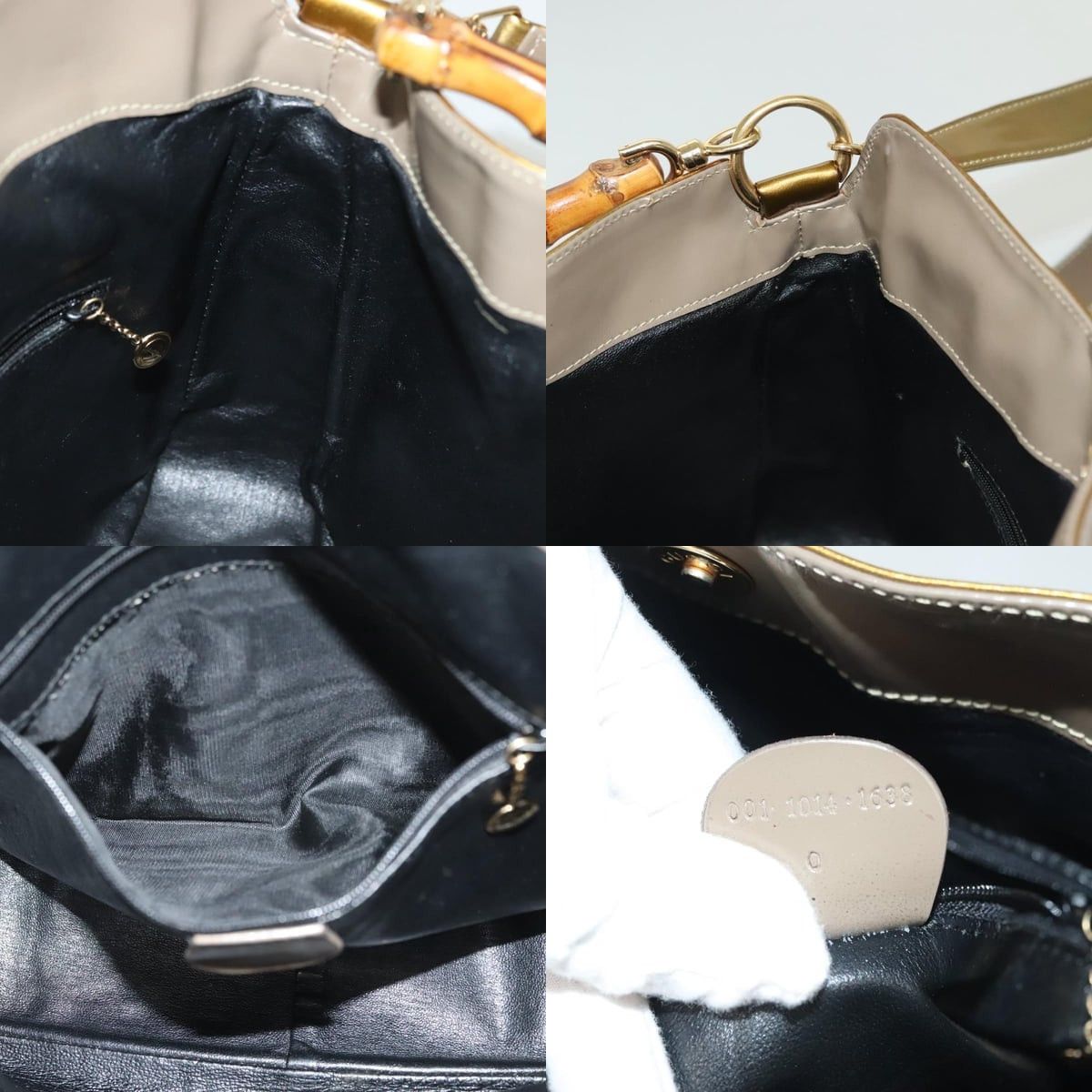 Gucci GUCCI Bamboo Handbag Patent Leather Beige Gold 001 1014 Size ONE SIZE - 12 Thumbnail