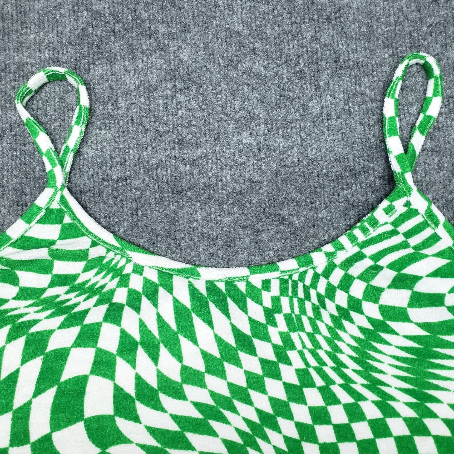 Vintage VINTAGE Rue21 Crop Top Womens Plus 4X Green White Checkered Spaghetti Strap Terry New Size XXL / US 16-18 / IT 52-54 - 3 Thumbnail