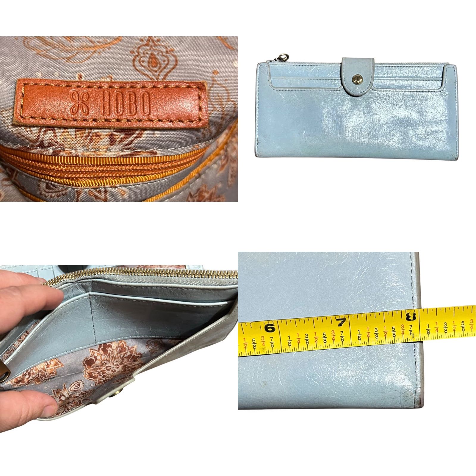 Vintage VINTAGE Hobo Sheila Large SatchelCrossbody Blue Leather Bag Purse W/Wallet Women's Read Size ONE SIZE - 10 Thumbnail