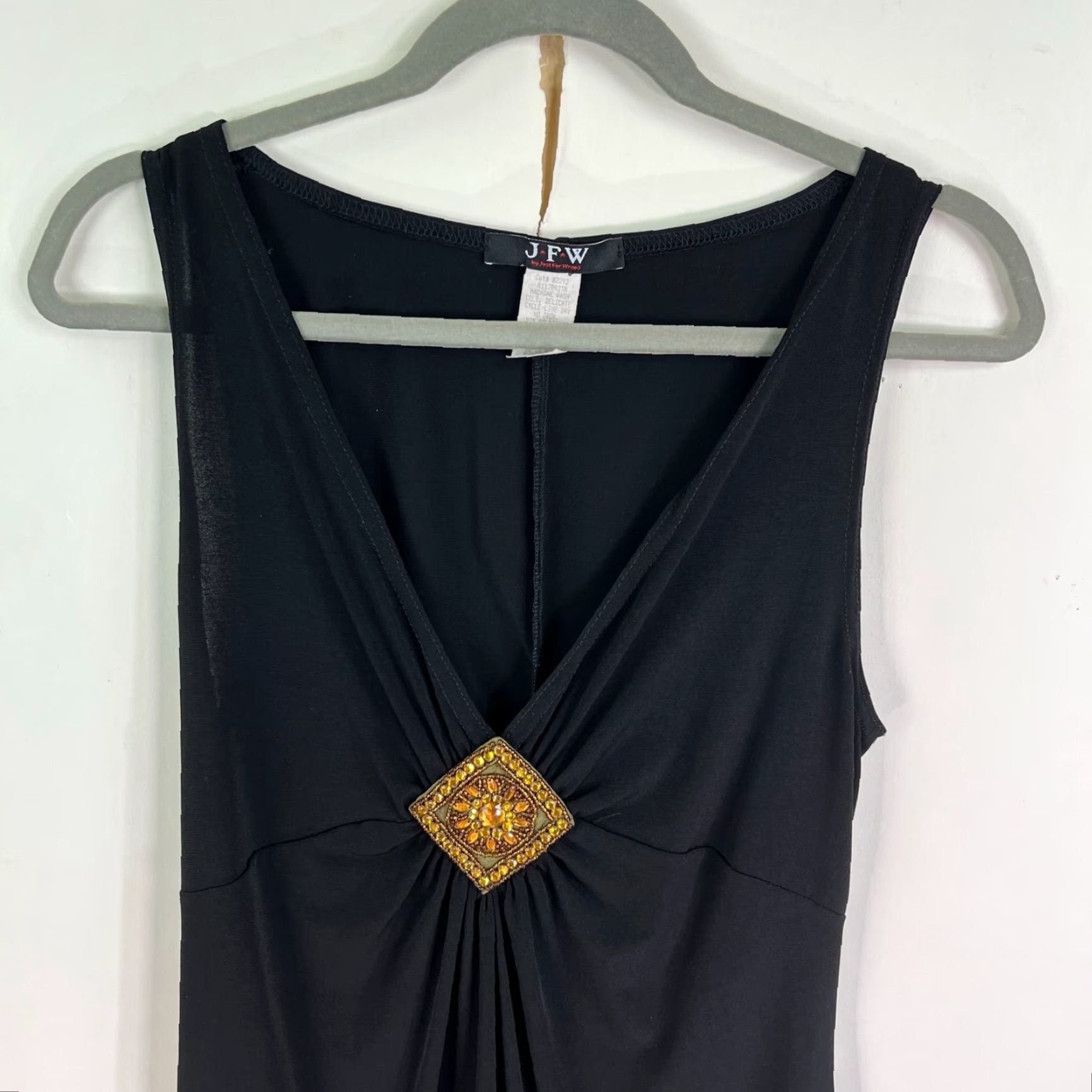 Vintage JFW Just For Wraps Embellished Ruched Tank Top JR's Size L Black Womens Size L / US 10 / IT 46 - 2 Thumbnail