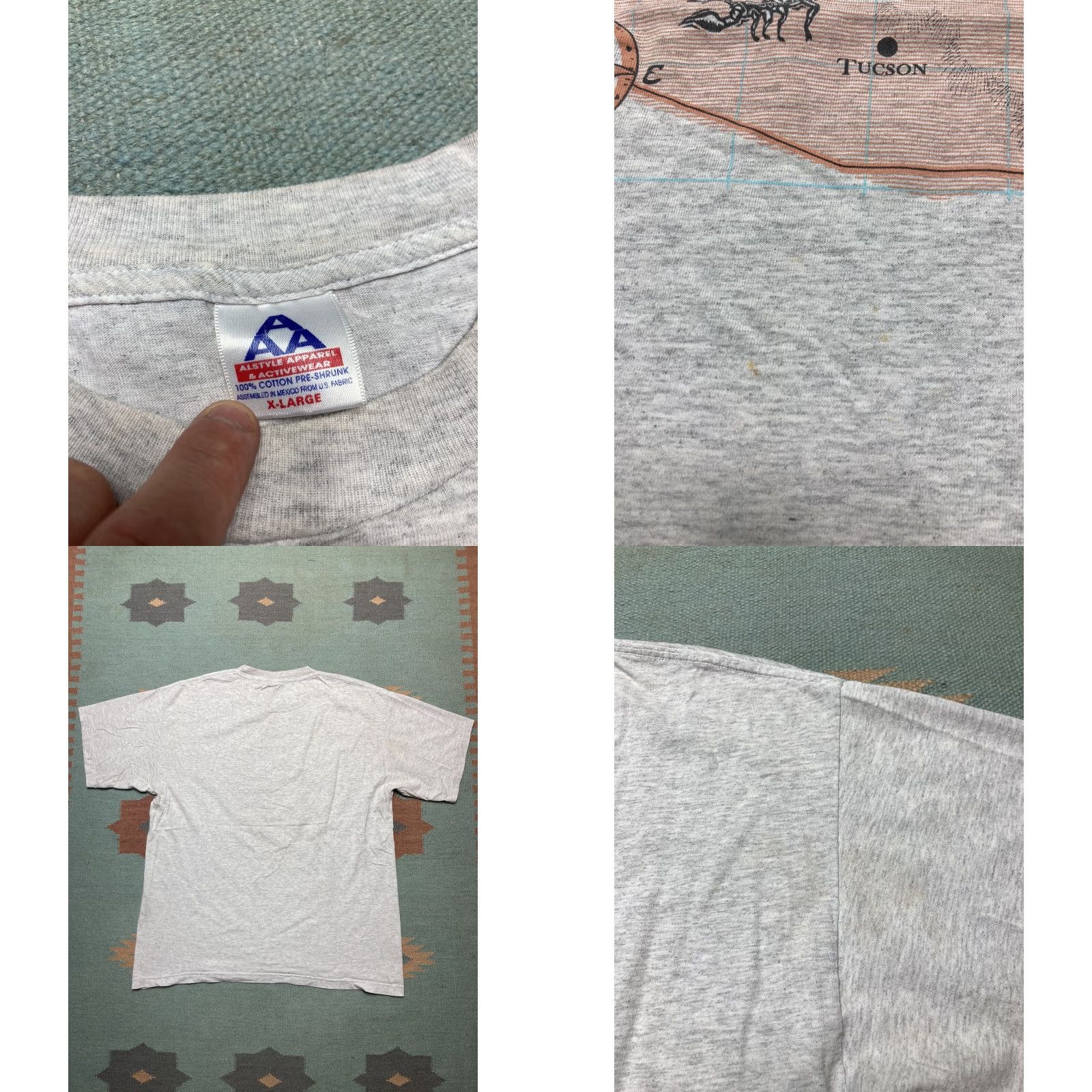 Vintage VINTAGE 90s graphic T-Shirt Arizona state map Grand Canyon eagle hiking Men XL Gray Size US XL / EU 56 / 4 - 8 Thumbnail