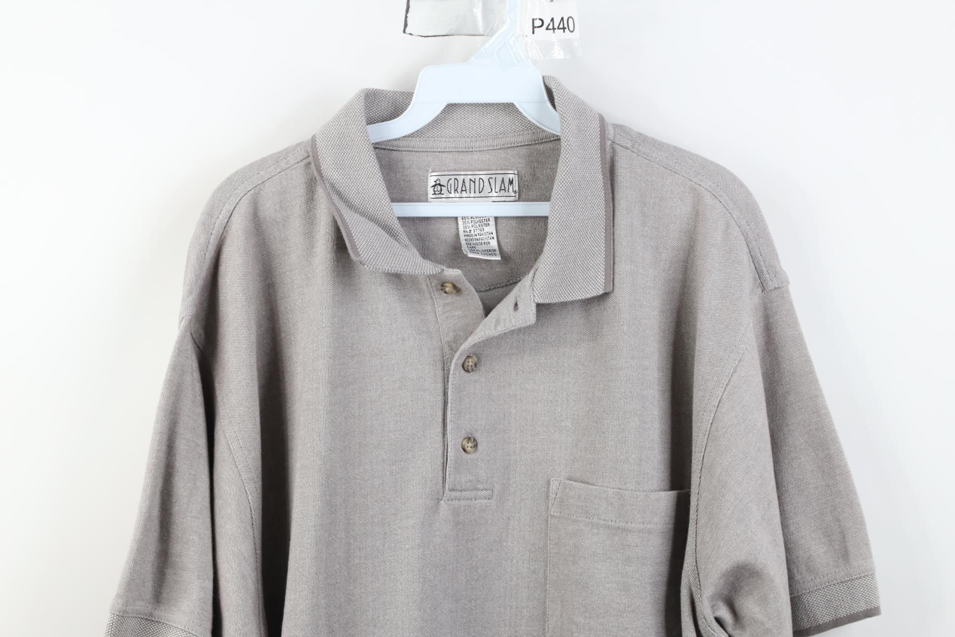 Vintage Vintage 90s Streetwear Heavyweight Knit Golf Polo Shirt Gray Size US XL / EU 56 / 4 - 2 Thumbnail