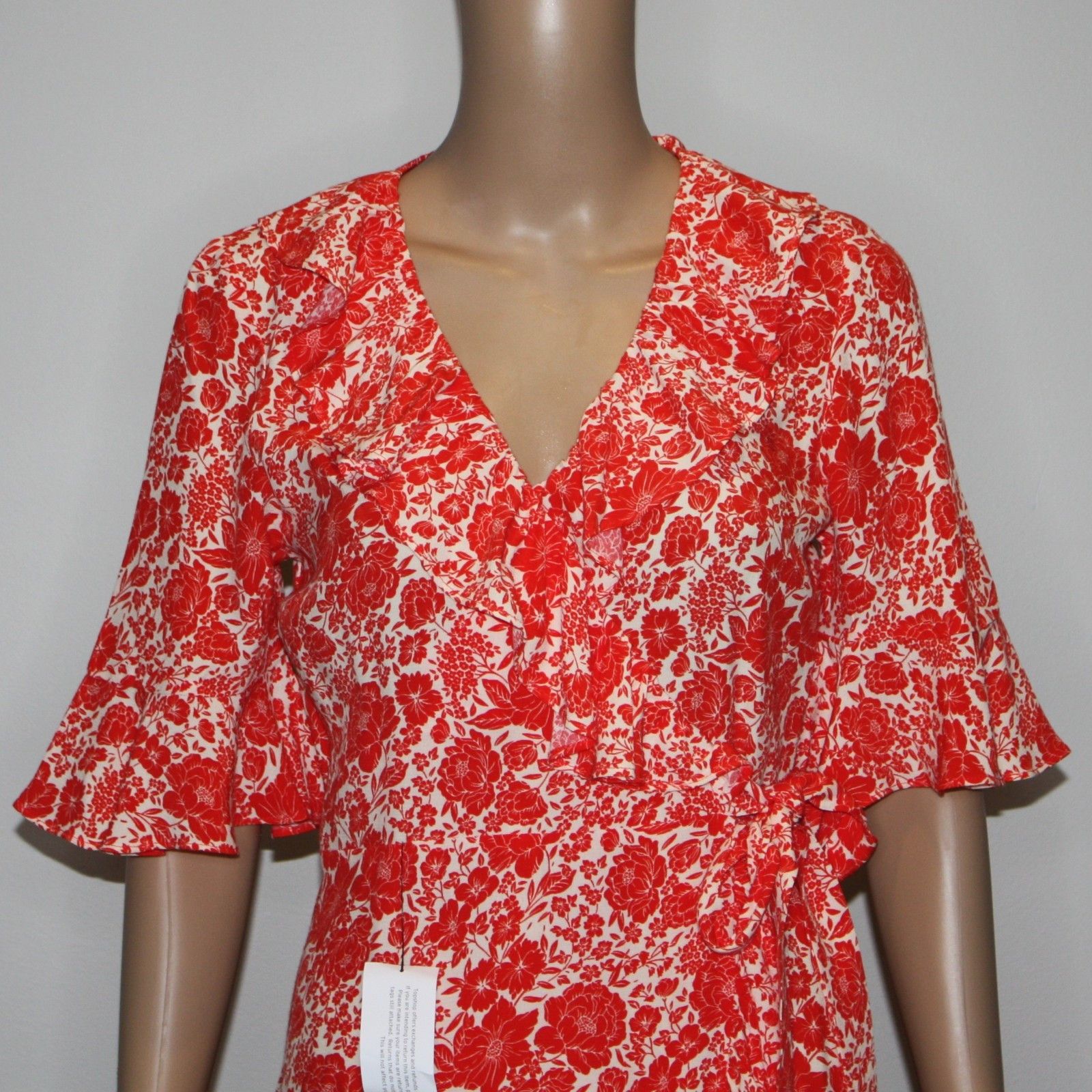 Topshop Floral Print Ruffle Wrap Mini Dress in Petite US 2 NWT $75 Size XS / US 0-2 / IT 36-38 - 7 Thumbnail
