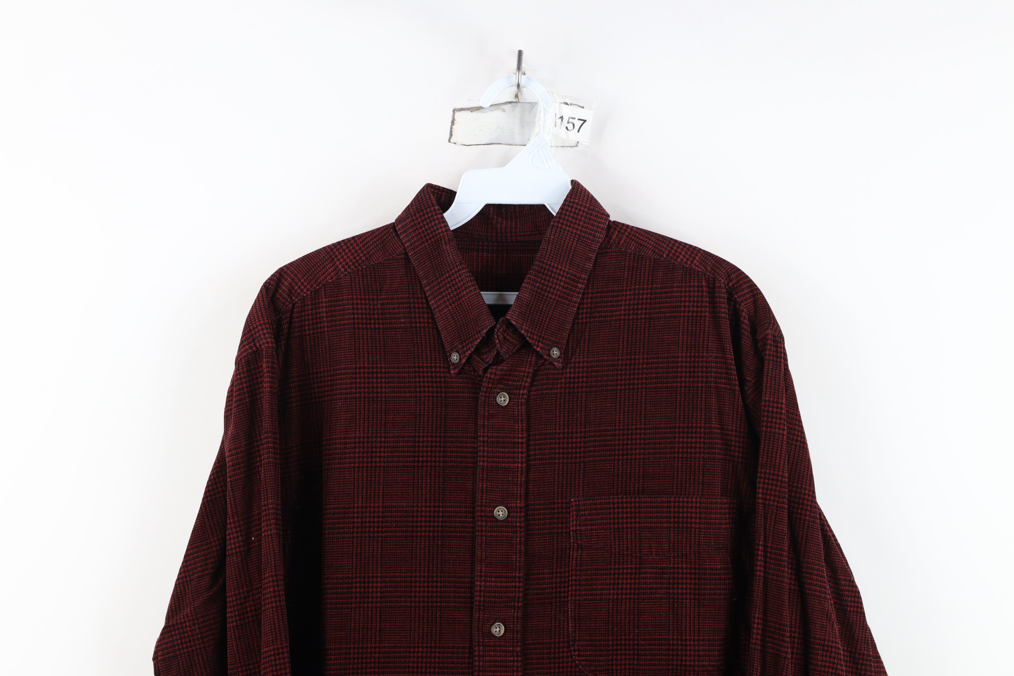 Vintage Vintage 90s Streetwear Houndstooth Corduroy Button Shirt Size US XL / EU 56 / 4 - 2 Thumbnail